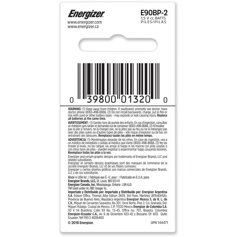 Energizer N Batteries - For Multipurpose - N - 1000 mAh - 1.5 V DC - 2 / Pack