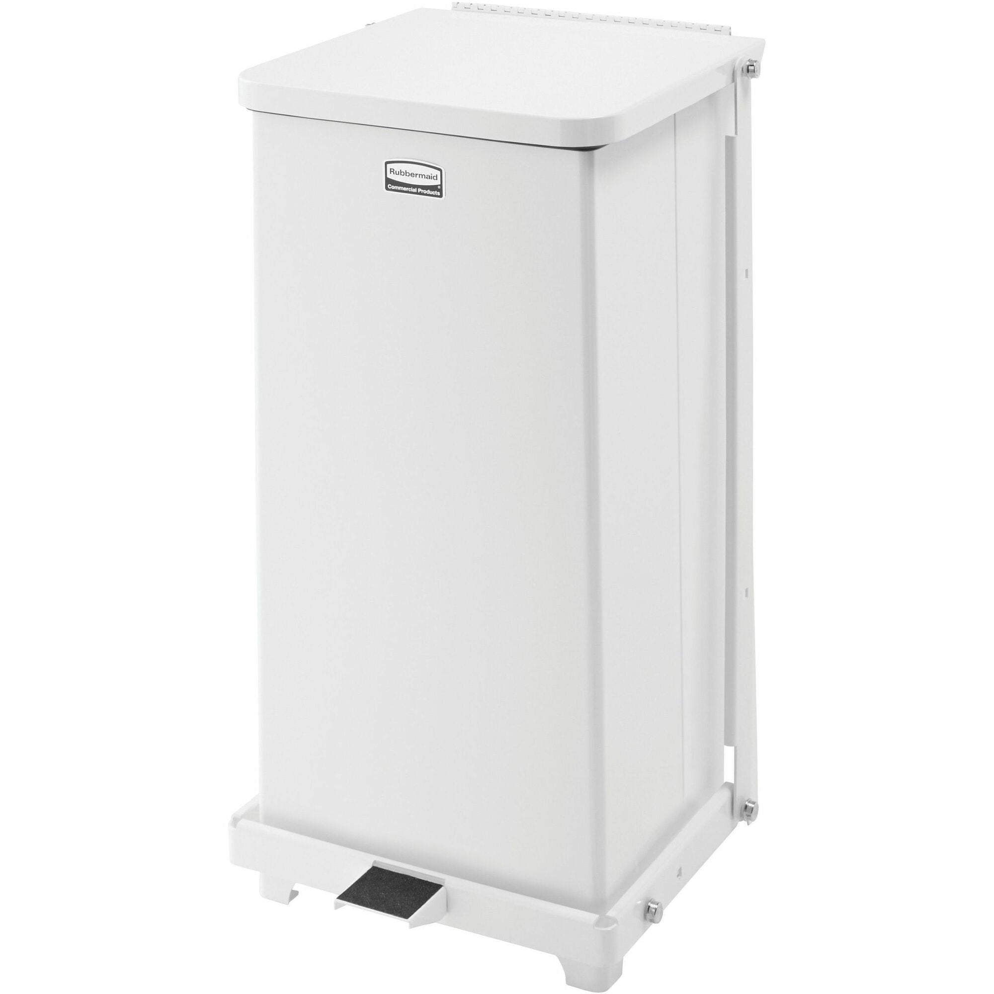 Rubbermaid Commercial Defenders Steel Step Cans - 6.50 gal Capacity - 20.5" Height x 10.5" Width x 10.5" Depth - Steel - White - 1 Each