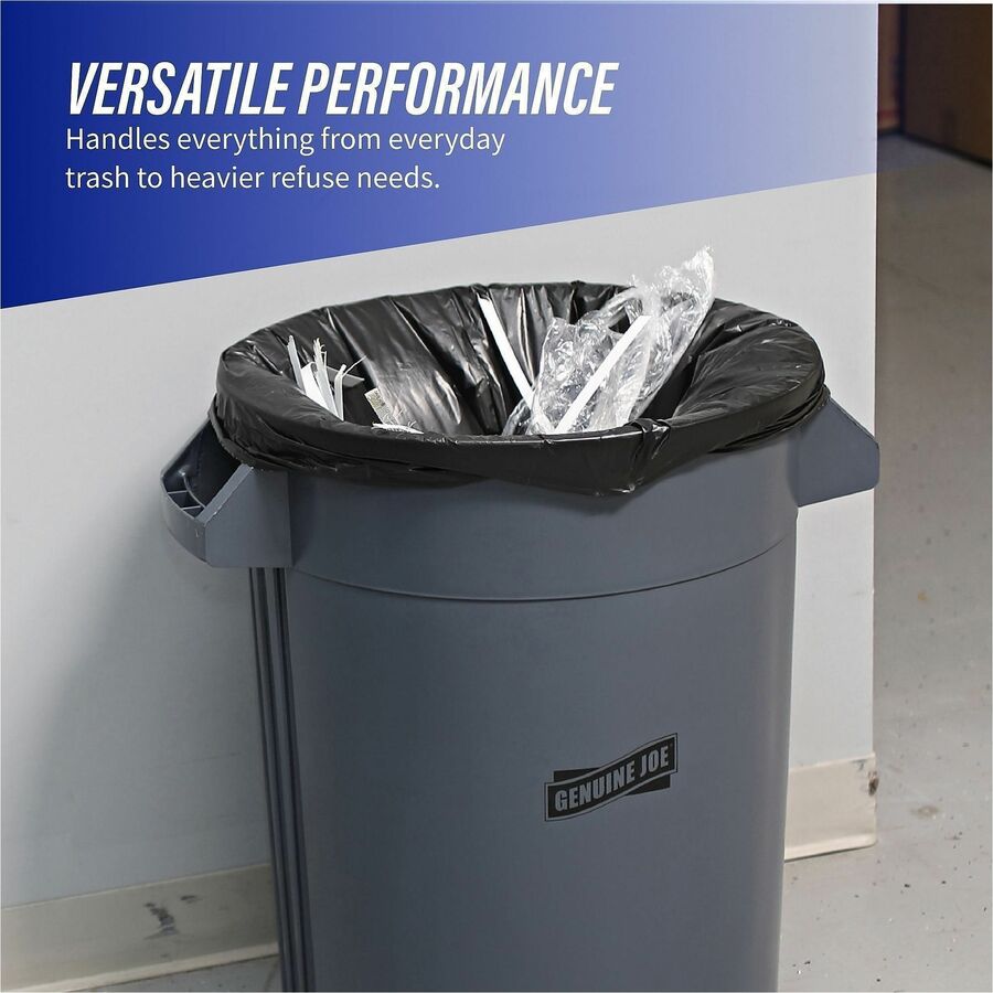 Genuine Joe Heavy-Duty Trash Can Liners - Medium Size - 30 gal Capacity - 36" Length x 30" Width x 1.50 mil (38 Micron) Thickness - Low Density - Black - 100/Box - 1 / Carton