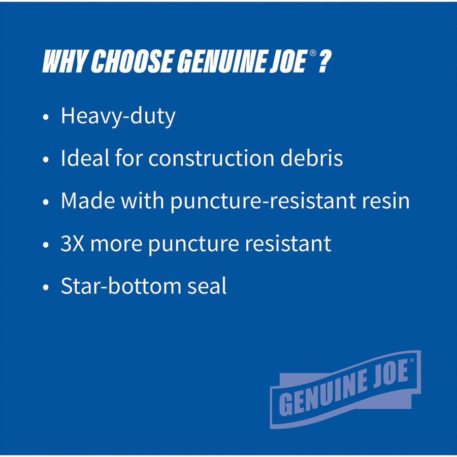 Genuine Joe Heavy-Duty Trash Can Liners - Medium Size - 33 gal Capacity - 40" Length x 33" Width x 1.50 mil (38 Micron) Thickness - Low Density - Black - 100/Box - 1 / Carton