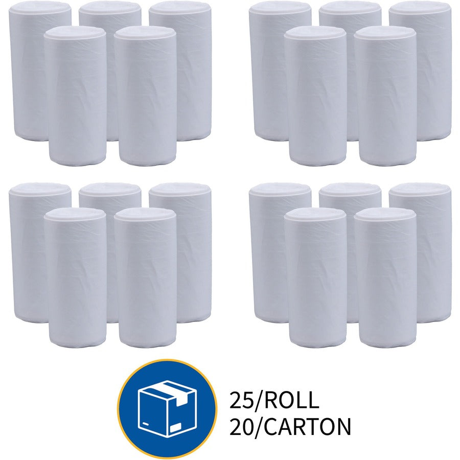 Genuine Joe High-Density Can Liners - Medium Size - 33 gal Capacity - 40" Length x 33" Width x 0.43 mil (11 Micron) Thickness - High Density - Clear - Resin - Office Waste, Industrial Trash - 25/Roll - 20 / Carton