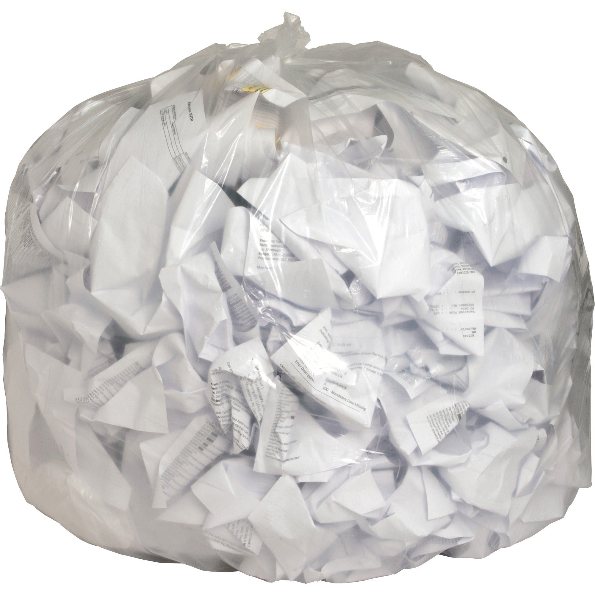 Genuine Joe Clear Trash Can Liners - 56 gal Capacity - 48" Length x 43" Width x 0.80 mil (20 Micron) Thickness - Low Density - Clear - Film - Multipurpose - Recycled - 100/Box - 1 / Carton