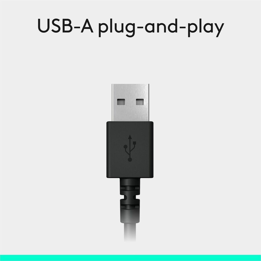 Logitech Padded H390 USB Headset - Stereo - USB - Wired - 20 Hz to 20 kHz - Over-the-head - Binaural - Circumaural - 8 ft Cable - Noise Cancelling Microphone - Black, Silver