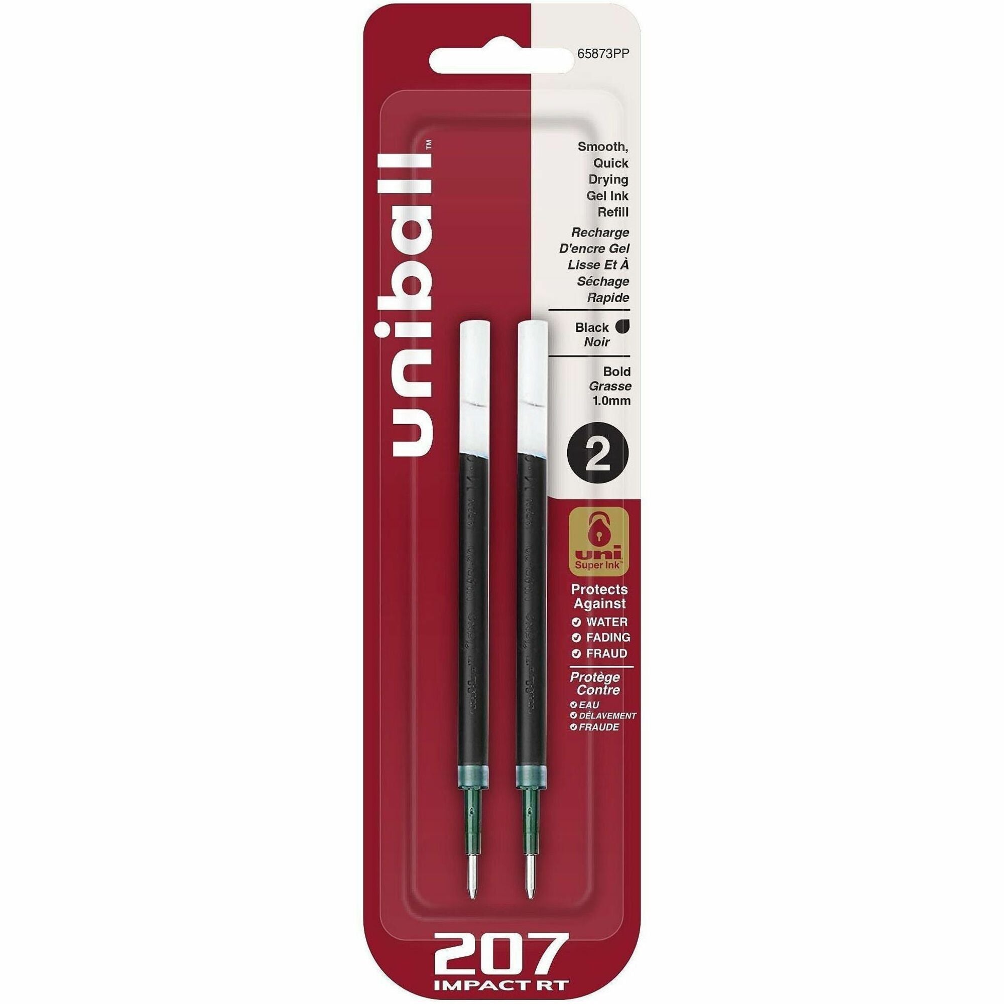 uniball™ 207 Impact RT Gel Pen Refill - 1 mm , Bold Point - Black Ink - Acid-free, Fade Proof, Water Proof, Super Ink - 2 / Pack
