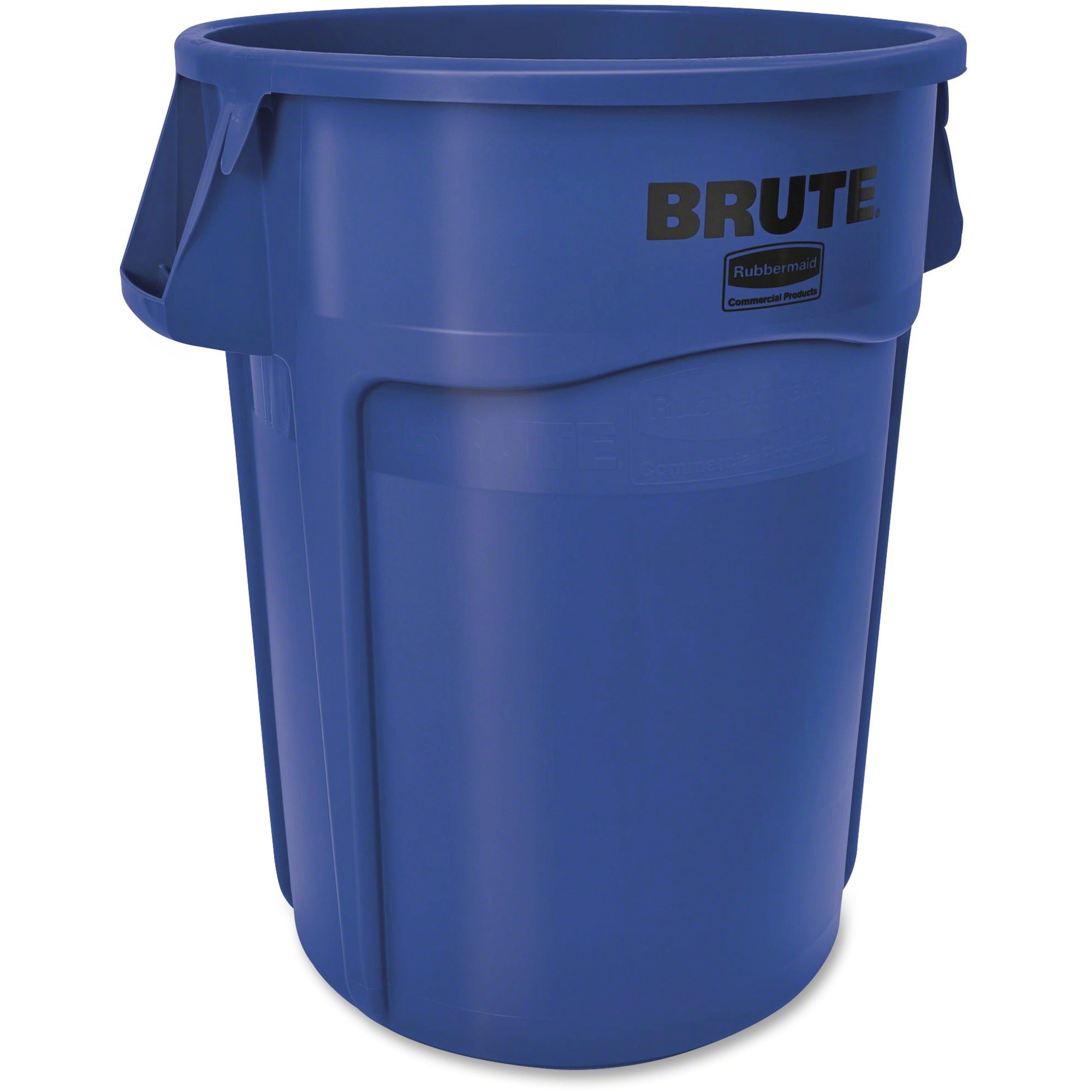Rubbermaid Commercial Brute 44-Gallon Vented Utility Container - 44 gal Capacity - Round - Handle, Heavy Duty, Reinforced, UV Coated, Damage Resistant, Warp Resistant, Water Resistant - 31.5" Height x 24" Diameter - Plastic - Blue - 1 Each