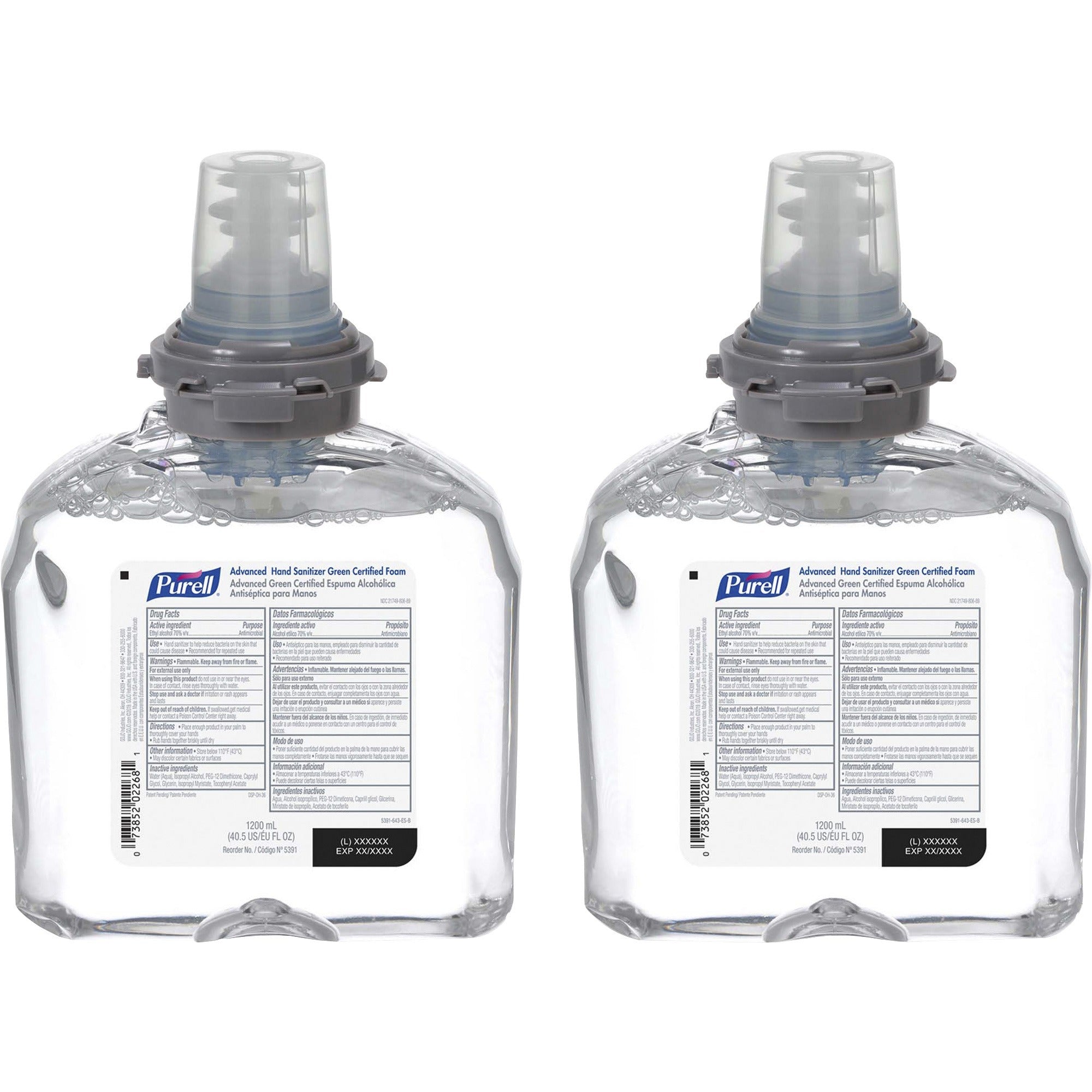 PURELL® Hand Sanitizer Foam Refill - Fragrance-free Scent - 1.27 quart - Hand - Clear - Dye-free, Fragrance-free - 2 / Carton