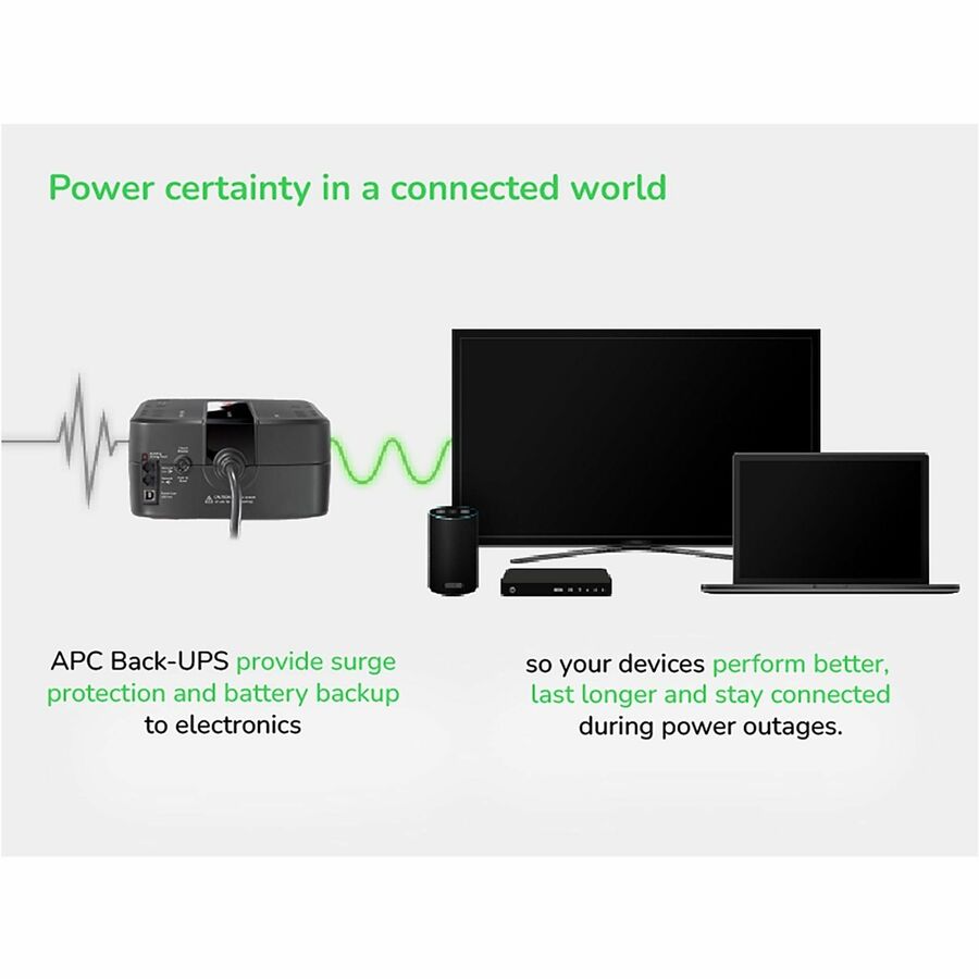 APC by Schneider Electric Back-UPS 650 VA Desktop UPS - Tower - 1 Day Recharge - 3 Minute Stand-by - 120 V Input - 120 V AC Output - Stepped Approximated Sine Wave - USB - 4 x NEMA 5-15R, 4 x NEMA 5-15R Surge Receptacle(s) - 8 x Battery/Surge Outlet