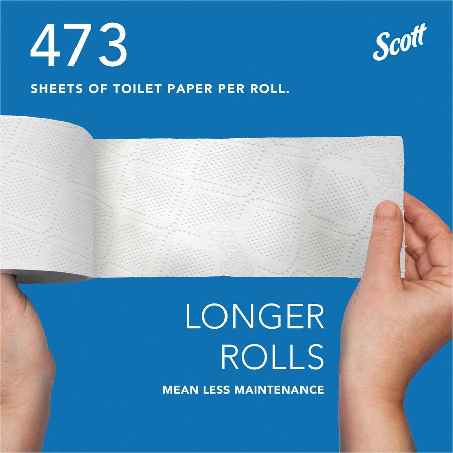 Scott Professional 100% Recycled Fiber Standard Roll Toilet Paper with Elevated Design - 2 Ply - 473 Sheets/Roll - White - Fiber - 80 / Carton