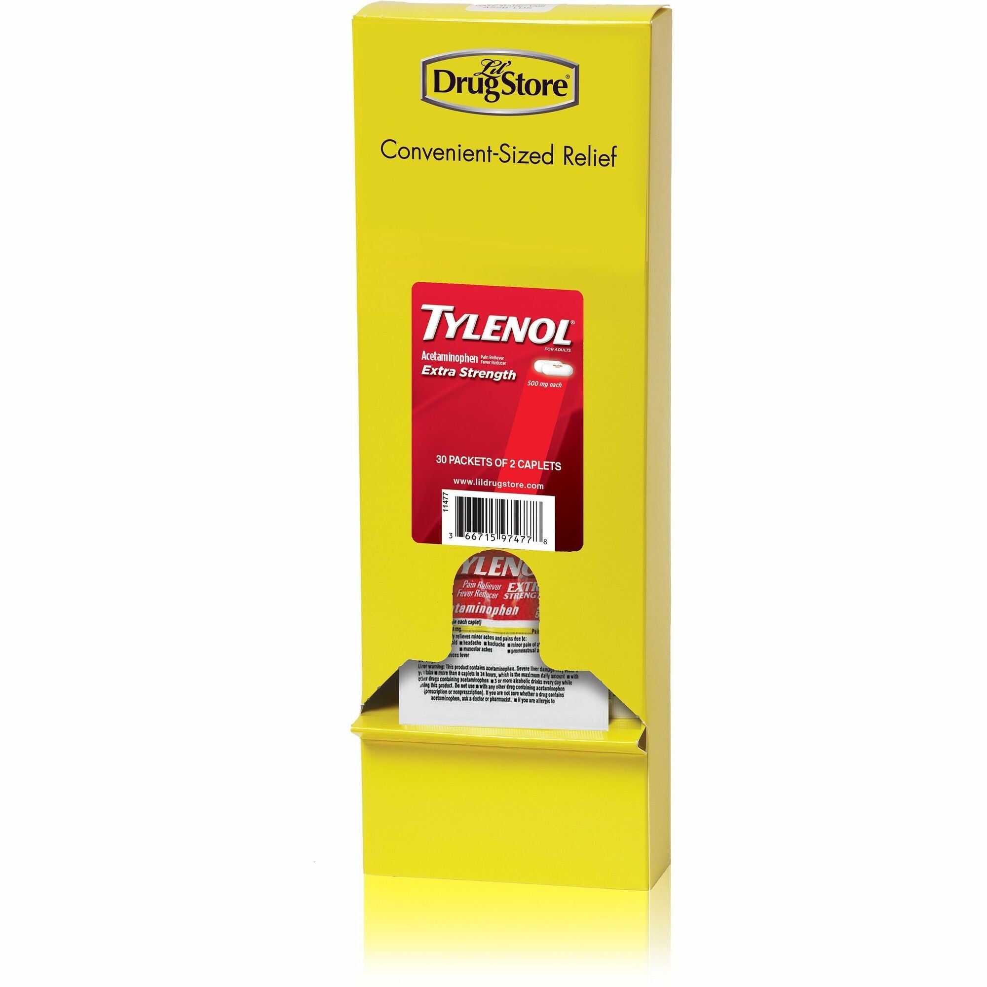 Tylenol Extra-Strength Capsules - For Fever, Headache, Pain, Upset Stomach, Toothache, Arthritis, Muscular Pain, Premenstrual Cramp, Menstrual Cramp, Backache, Common Cold - 30 / Box