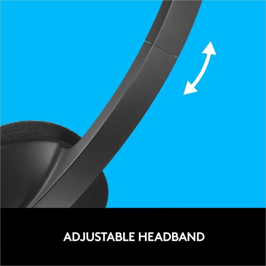 Logitech USB Headset H340 - Stereo - USB - Wired - 20 Hz to 20 kHz - Over-the-head - Binaural - Semi-open - 6 ft Cable - Black