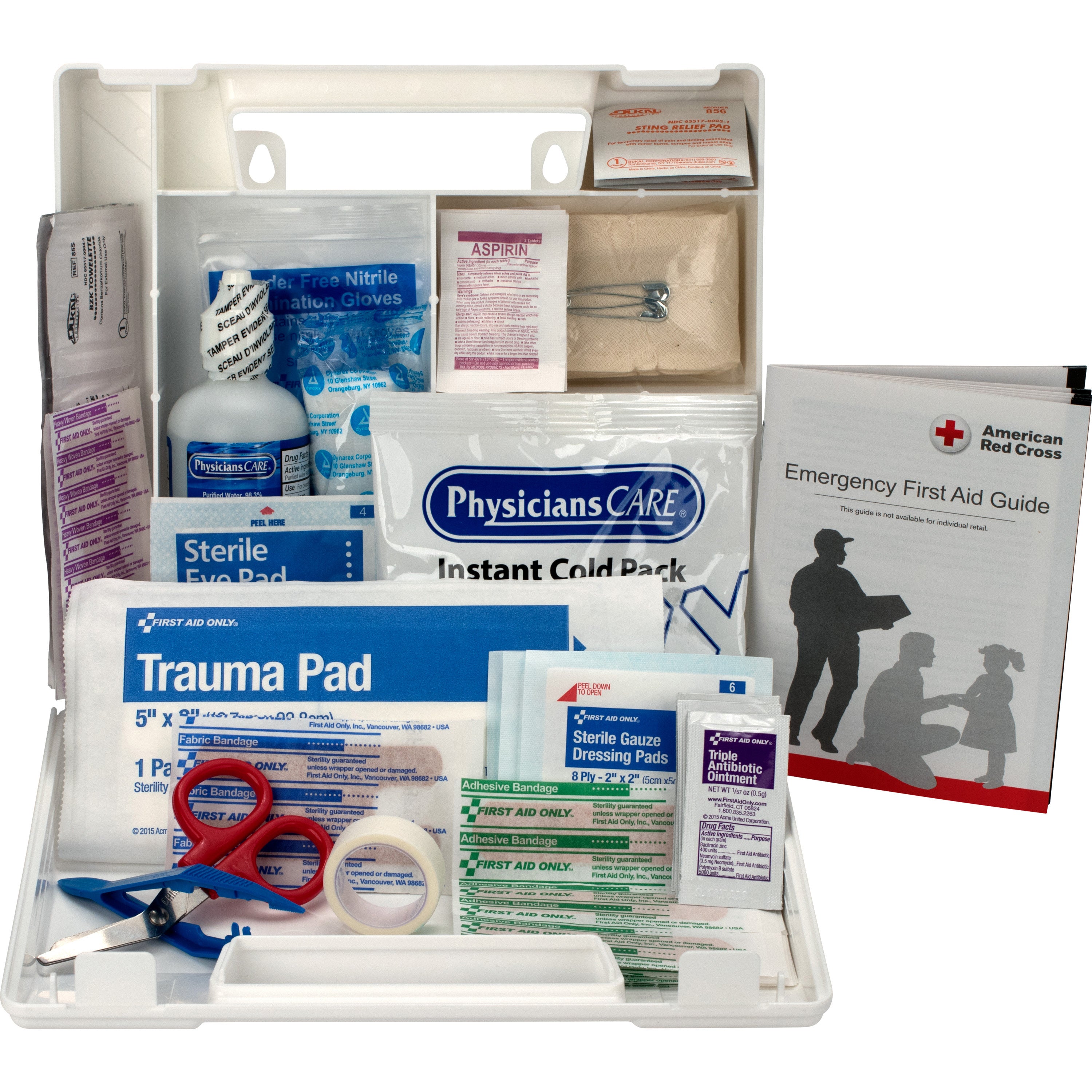 First Aid Only 25 Person Bulk First Aid Kit - 107 x Piece(s) For 25 x Individual(s) - 2.5" Height x 8.4" Width x 9" Depth Length - Plastic Case - 1 Each