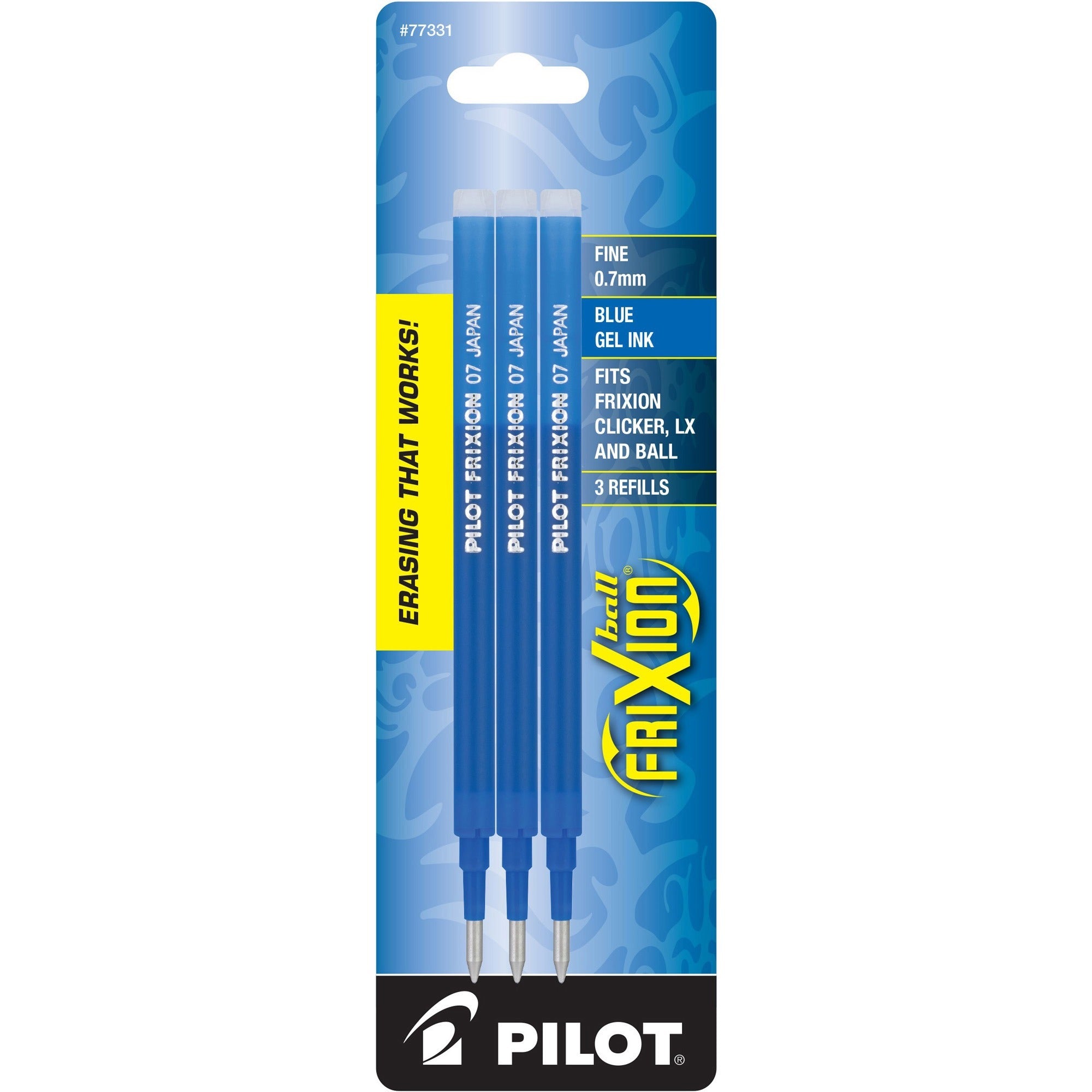 Pilot FriXion Gel Ink Pen Refills - 0.70 mm , Fine Point - Blue Ink - Eco-friendly, Wear Resistant, Tear Resistant, Erasable - 3 / Pack