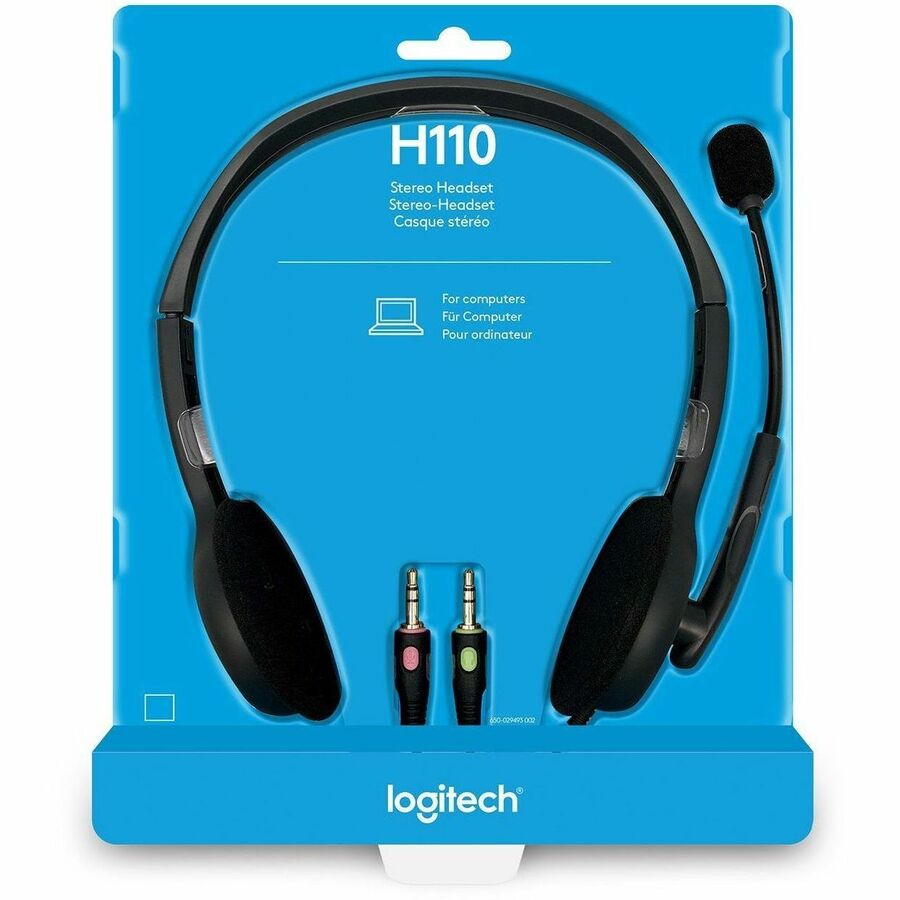 Logitech Stereo Headset H111 - Stereo - Mini-phone (3.5mm) - Wired - 32 Ohm - 20 Hz to 20 kHz - Over-the-head - Binaural - Supra-aural - 7.70 ft Cable - Noise Canceling