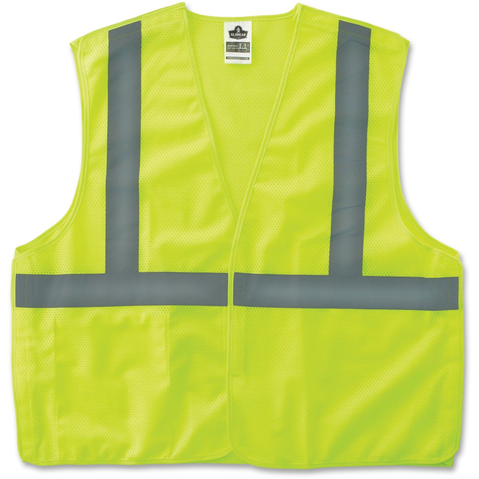 Ergodyne Lime Econo Breakaway Vest - 2-Xtra Large/3-Xtra Large - Lime - Reflective, Machine Washable, Lightweight, Hook & Loop Closure, Pocket - 1 Each