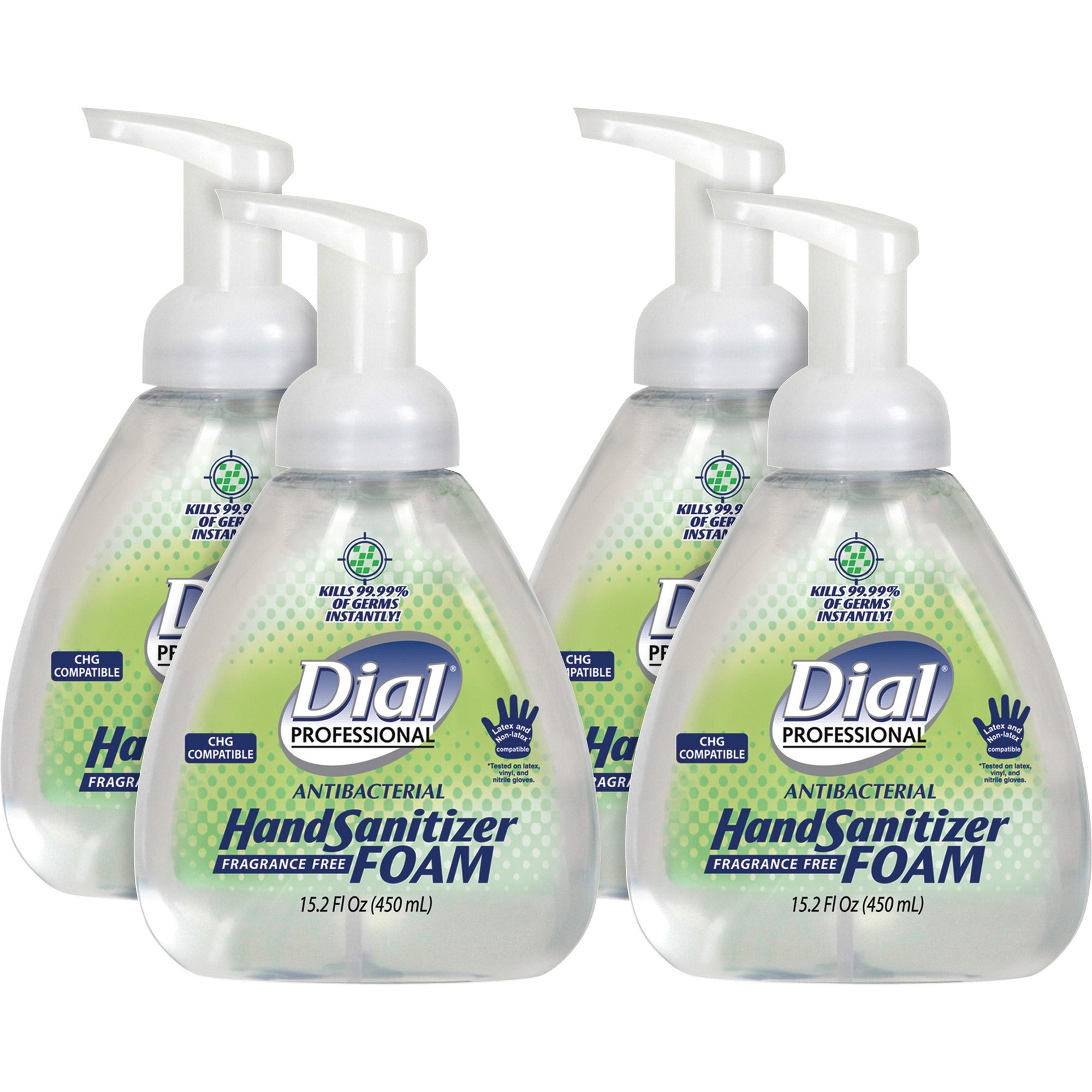 Dial Professional Hand Sanitizer Foam - 15.20 fl oz - Pump Bottle Dispenser - Kill Germs - Hand - Moisturizing - Clear - Fragrance-free - 4 / Carton