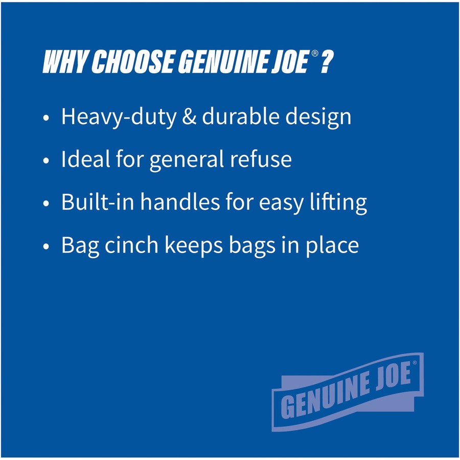 Genuine Joe 44-gallon Heavy-duty Trash Container - 44 gal Capacity - Heavy Duty, Handle - 24" Height x 31.5" Width x 24" Depth - Gray - 4 / Carton