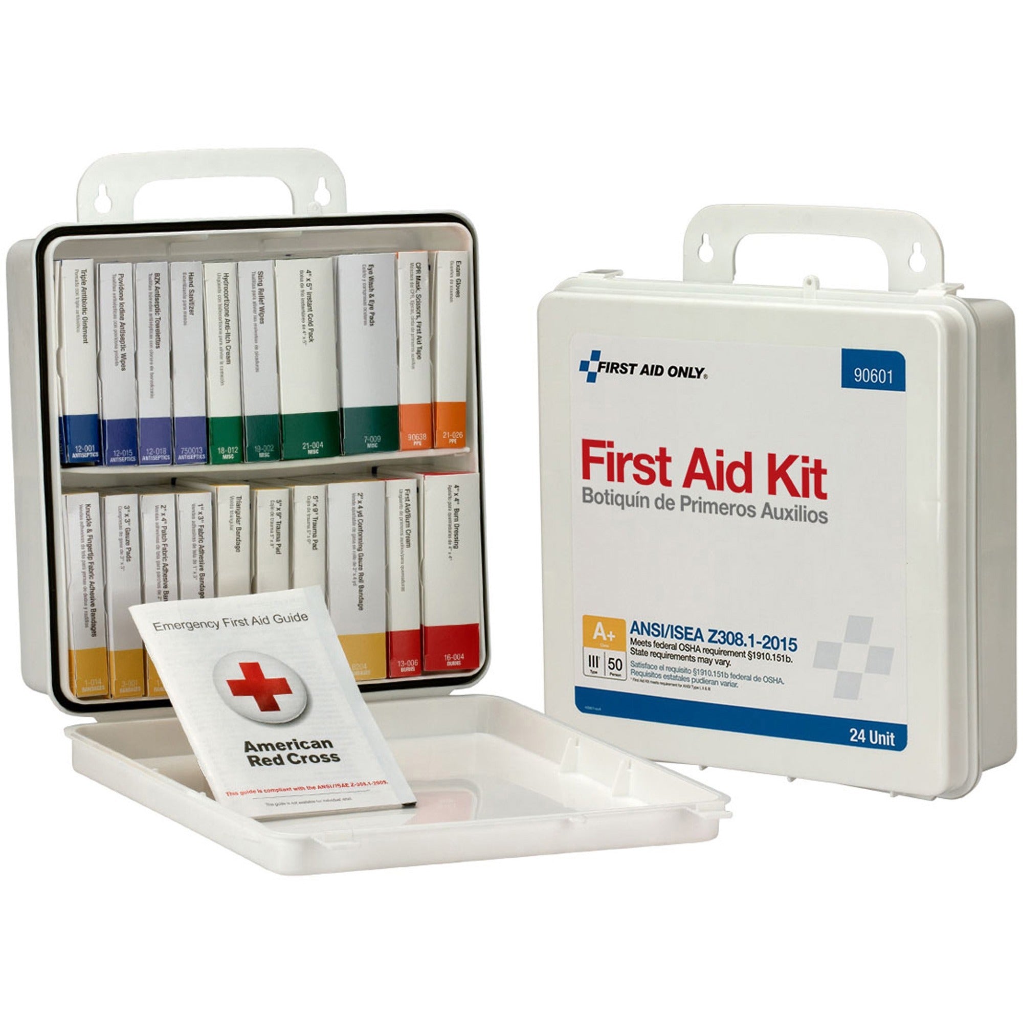 First Aid Only 50-Person Unitized Plastic First Aid Kit - ANSI Compliant - 24 x Piece(s) For 50 x Individual(s) - 3" Height x 10" Width10" Length - Plastic Case - 1 Kit