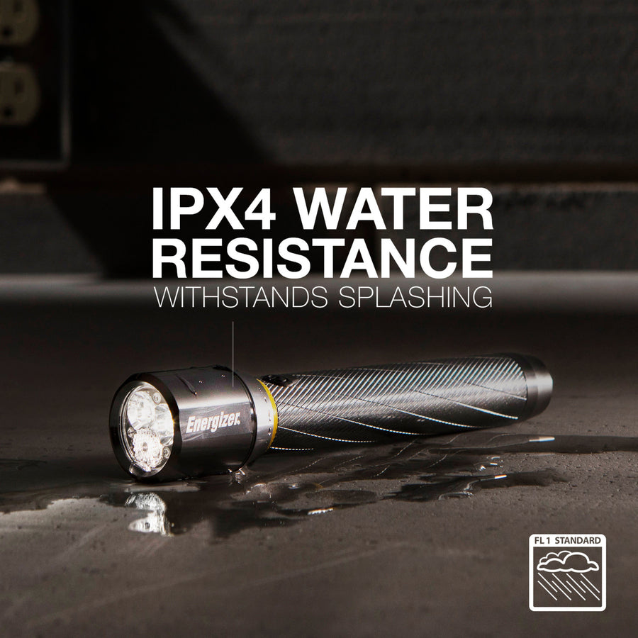 Energizer Vision HD Performance Metal Flashlight with Digital Focus - LED - 400 lm Lumen - 2 x AA - Battery - Metal - Water Resistant - Chrome - 1 Each