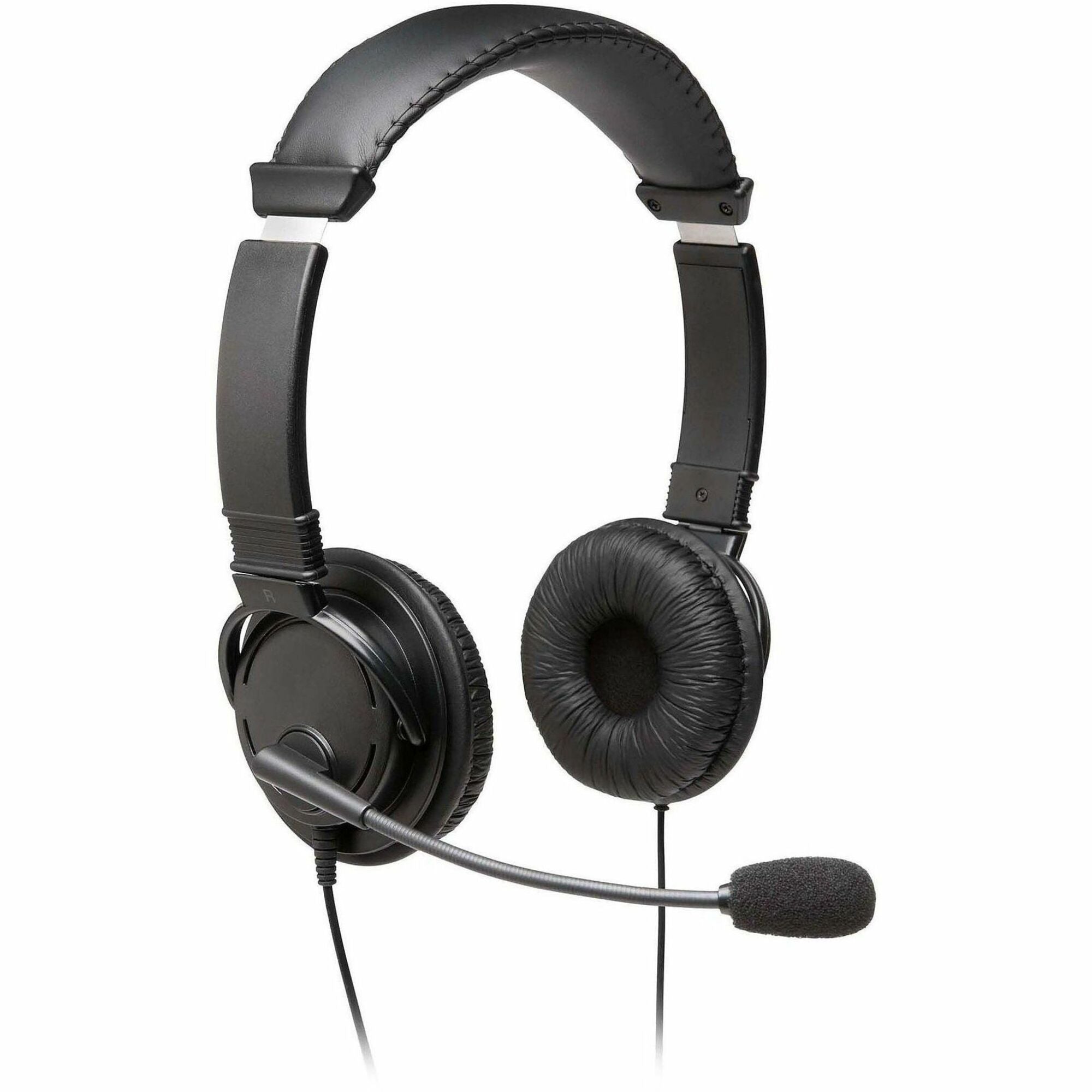 Kensington USB-A Headphones with Mic - Stereo - USB Type A - Wired - Over-the-head - Binaural - Supra-aural - 6 ft Cable - Noise Cancelling Microphone