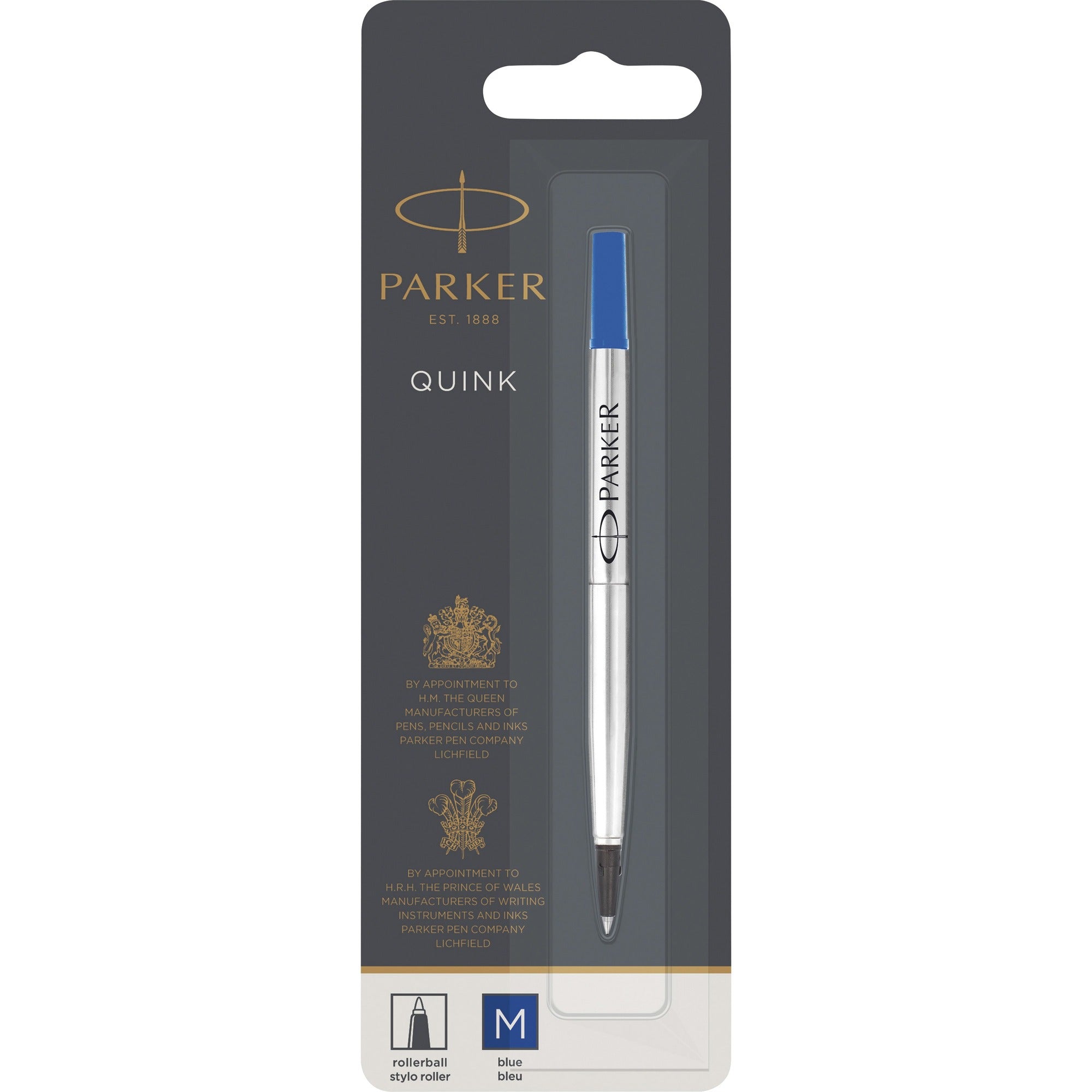 Parker Rollerball Pen Refill - 0.50 mm , Medium Point - Blue Ink - 1 Each