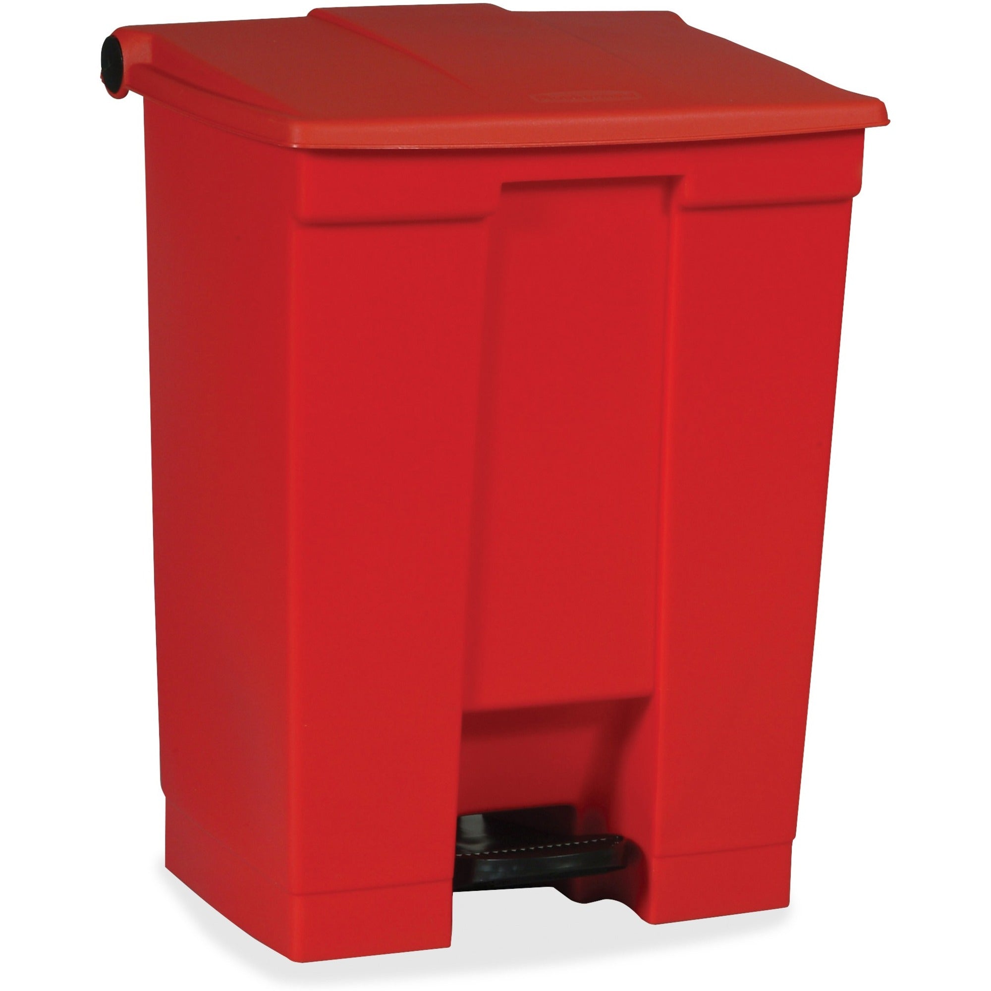 Rubbermaid Commercial Step On Container - Step-on Opening - Overlapping Lid - 18 gal Capacity - Puncture Resistant, Heavy Duty - 26.5" Height x 19.8" Width x 16.1" Depth - Plastic - Red - 1 Each