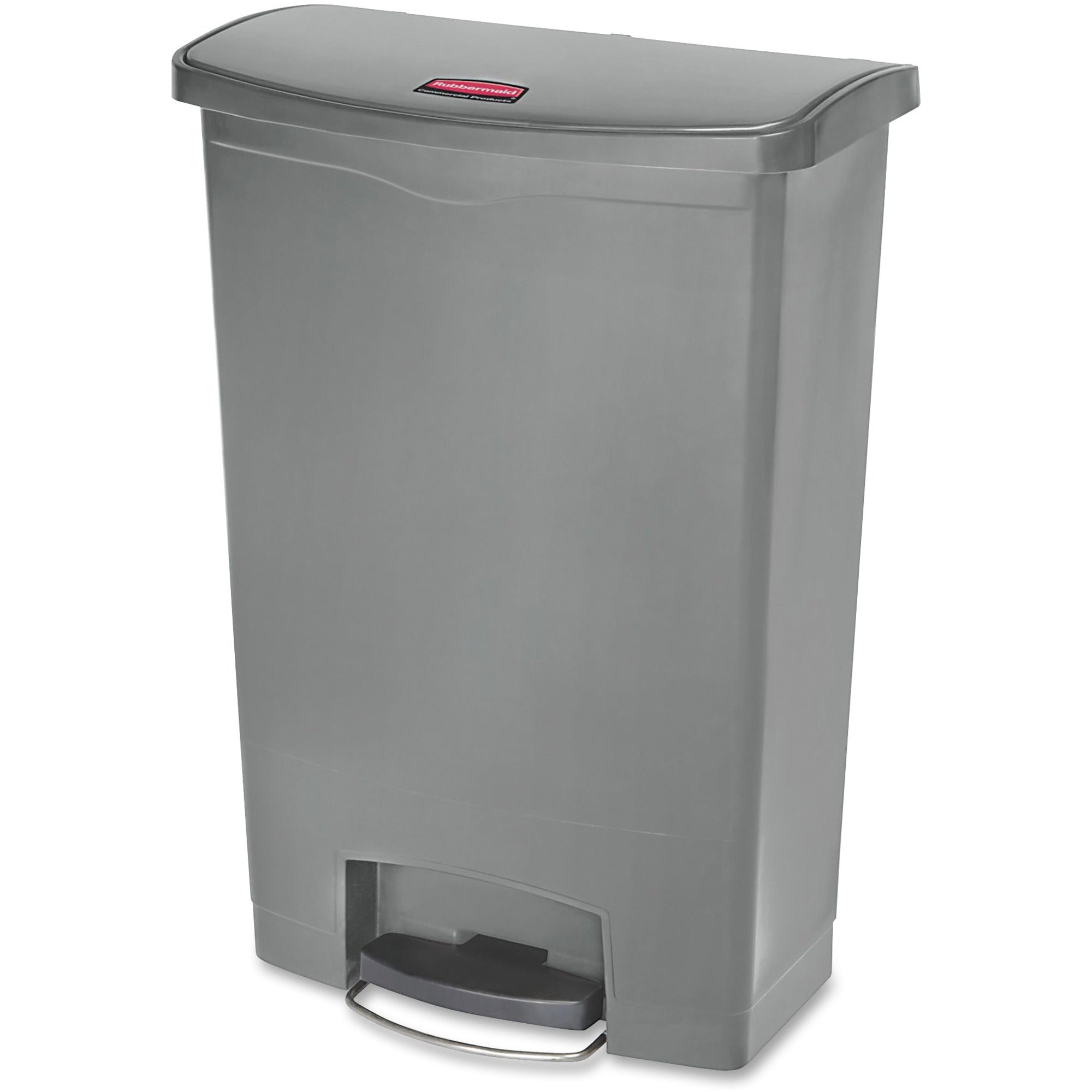 Rubbermaid Commercial Slim Jim 24-Gal Step-On Container - Step-on Opening - 24 gal Capacity - Durable, Damage Resistant, Smooth, Easy to Clean, Contoured Edge - 32.5" Height x 13.9" Width x 22.4" Depth - Plastic, Resin - Gray - 1 Each