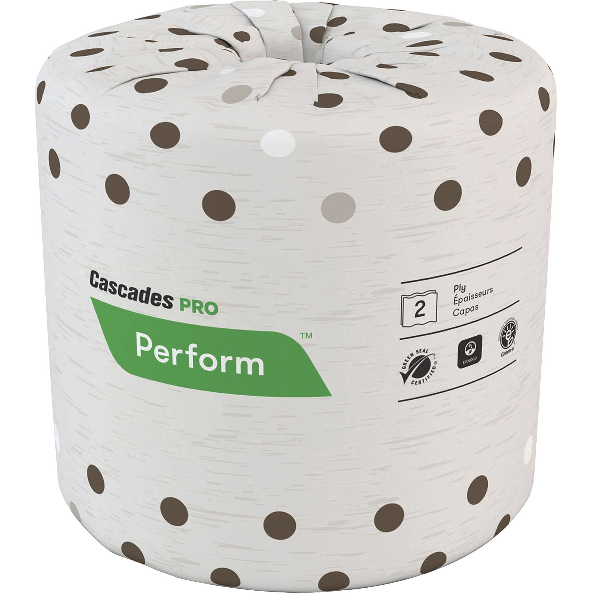 Cascades PRO PRO Perform Standard Toilet Paper - 2 Ply - 4.25" Width x 4" Length - 400 Sheets/Roll - 4.50" Roll Diameter - 1 41/64" Core - Latte - 80 / Carton