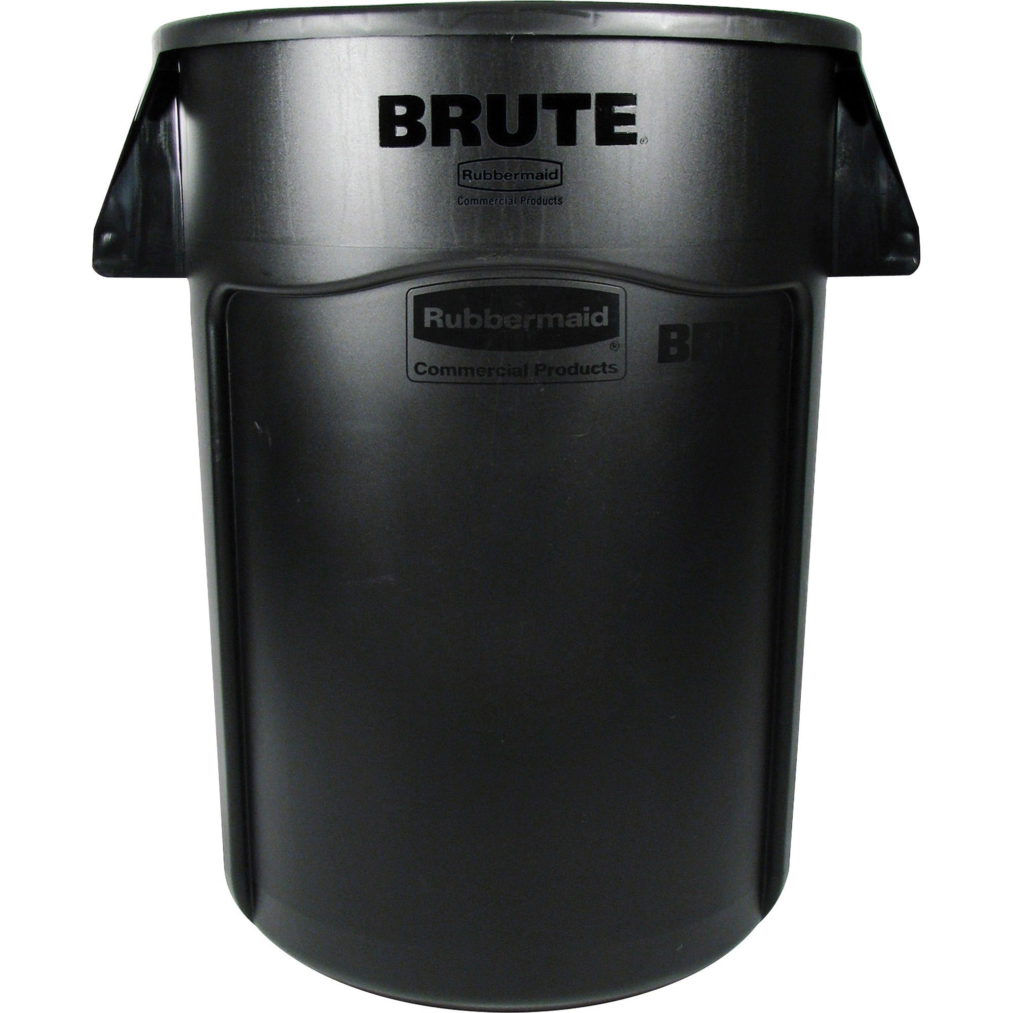 Rubbermaid Commercial Brute 44-Gallon Vented Utility Containers - 44 gal Capacity - Round - Handle, Heavy Duty, Reinforced, UV Coated, Damage Resistant, Warp Resistant - 31.5" Height x 24" Diameter - Plastic - Black - 4 / Carton