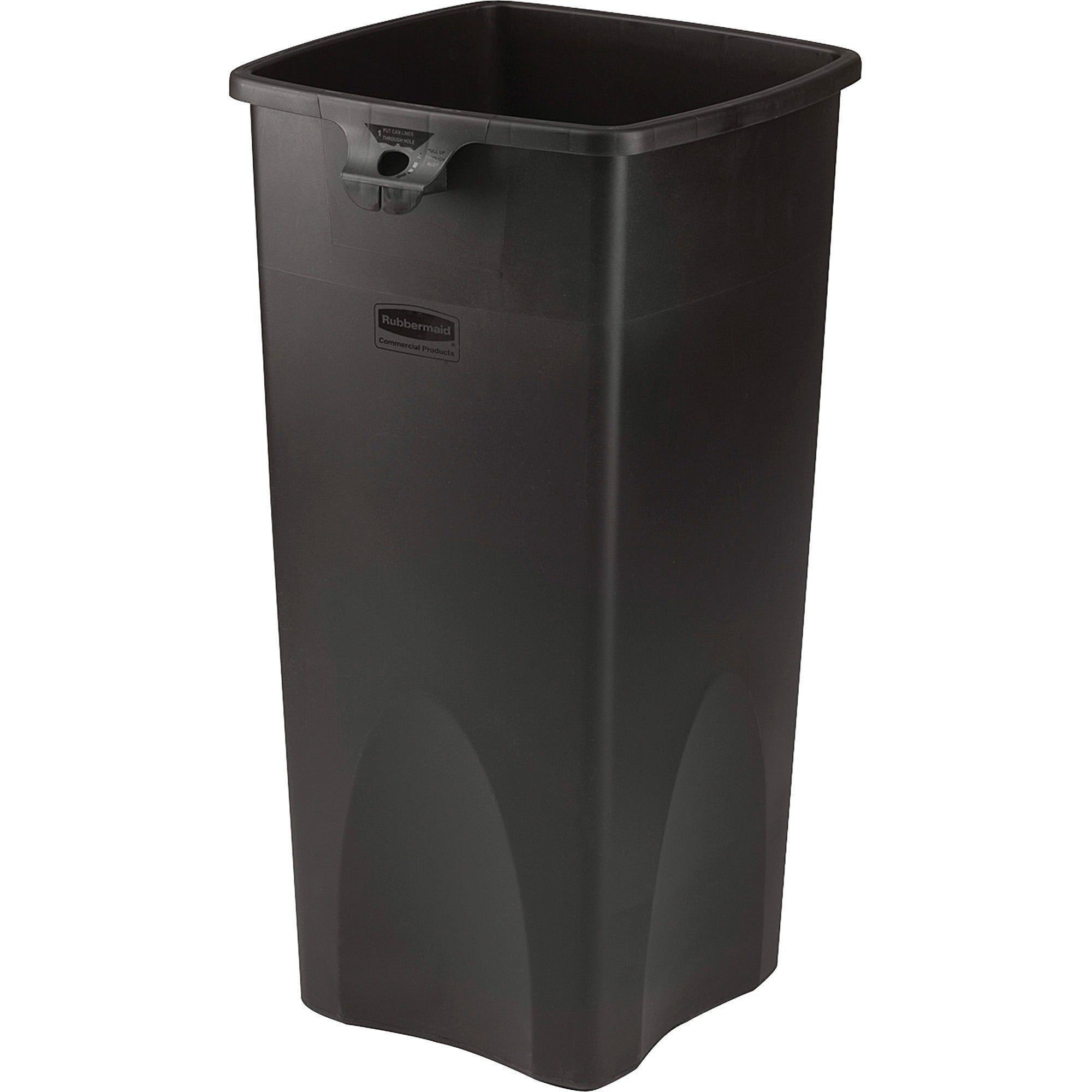 Rubbermaid Commercial Untouchable Square Container - 23 gal Capacity - Square - Durable, Crack Resistant - 32.9" Height x 16.5" Width x 15.5" Depth - Plastic - Black - 3 / Carton
