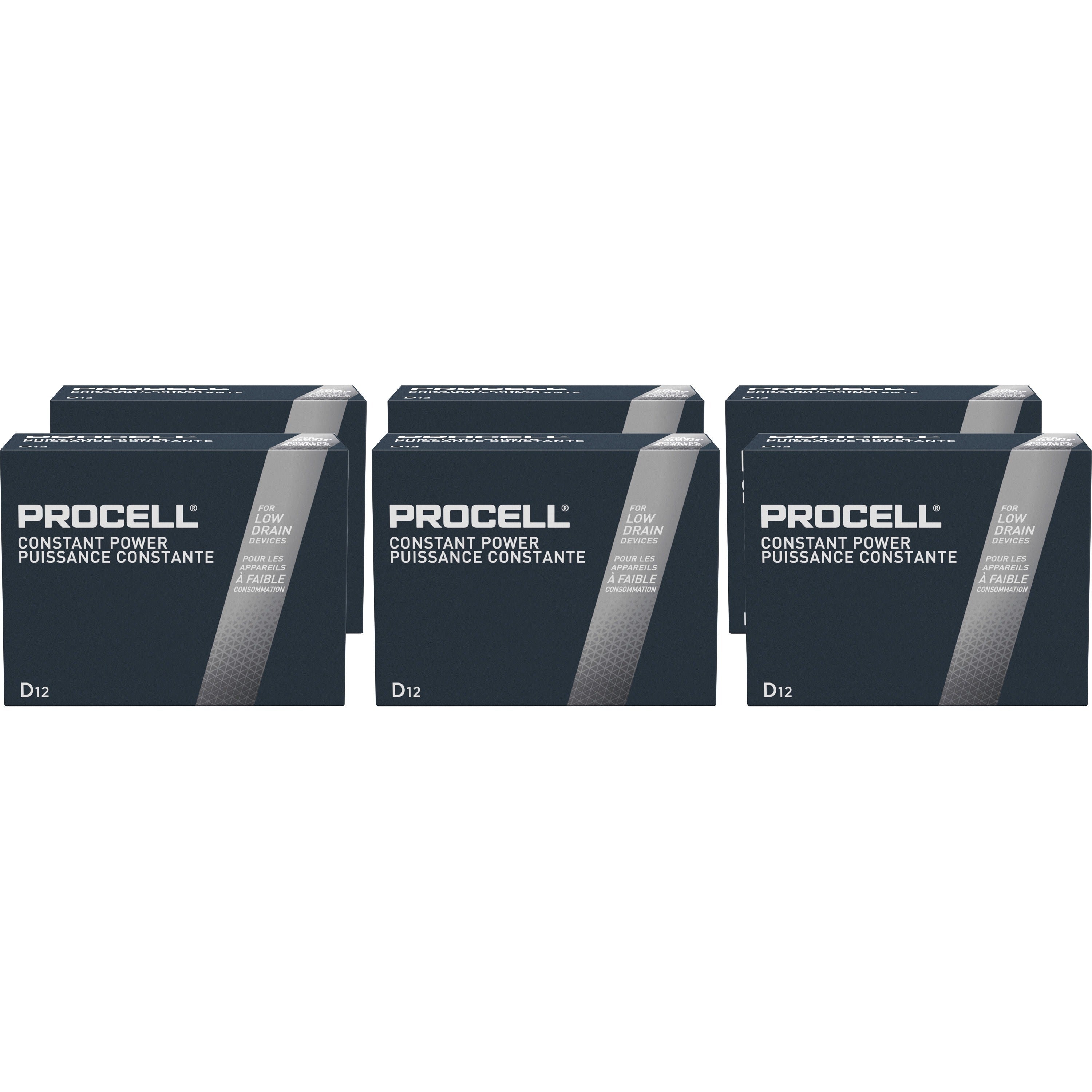 Procell by Duracell Alkaline D Battery Boxes of 12 - For Multipurpose - D - 14000 mAh - 1.5 V DC - 12/Box - 6 / Carton