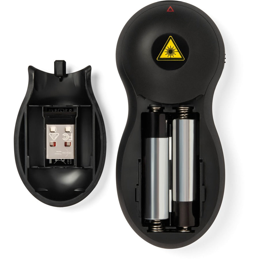 Kensington Wireless Presenter with Red Laser - Nano Receiver - Wireless - Radio Frequency - 2.40 GHz - Black - USB Type A - 4 Button(s) - 1 Each - TAA Compliant