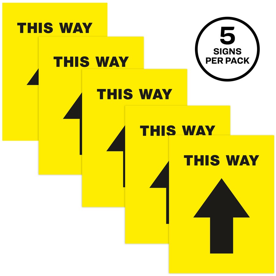 Avery® Floor Decal - Print/Message "This Way" - Rectangular Shape - Pre-printed, Tear Resistant, Wear Resistant, Non-slip, Water Resistant, UV Coated, Durable, Removable, Scuff Resistant - Vinyl - Black - 5 / Pack