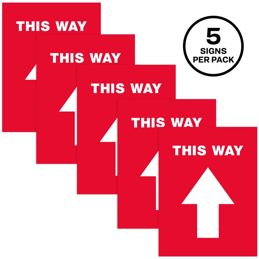 Avery® THIS WAY Social Distancing Floor Decals - Print/Message "This Way" - Rectangular Shape - Pre-printed, Tear Resistant, Wear Resistant, Non-slip, Water Resistant, UV Coated, Durable, Removable, Scuff Resistant - Vinyl - White - 5 / Pack