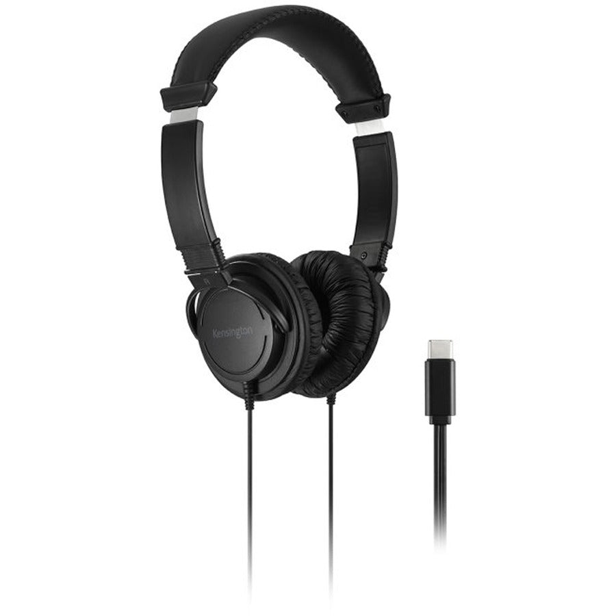 Kensington USB-C Hi-Fi Headphones - Stereo - USB Type C - Wired - Over-the-head - Binaural - Ear-cup - 6 ft Cable - Black - 1 Each