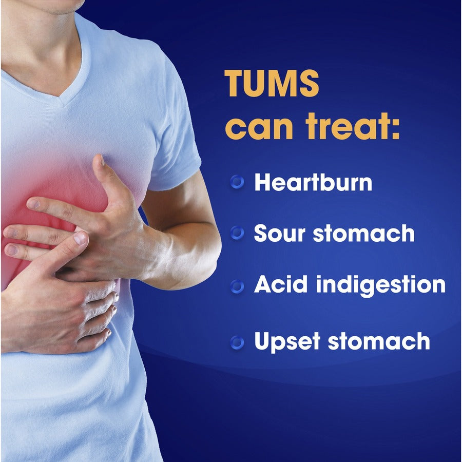 TUMS Chewy Bites Chewable Antacid Tablets - For Acid Indigestion, Heartburn, Sour Stomach, Upset Stomach - Assorted Berries - 32/Bottle - 1 Each