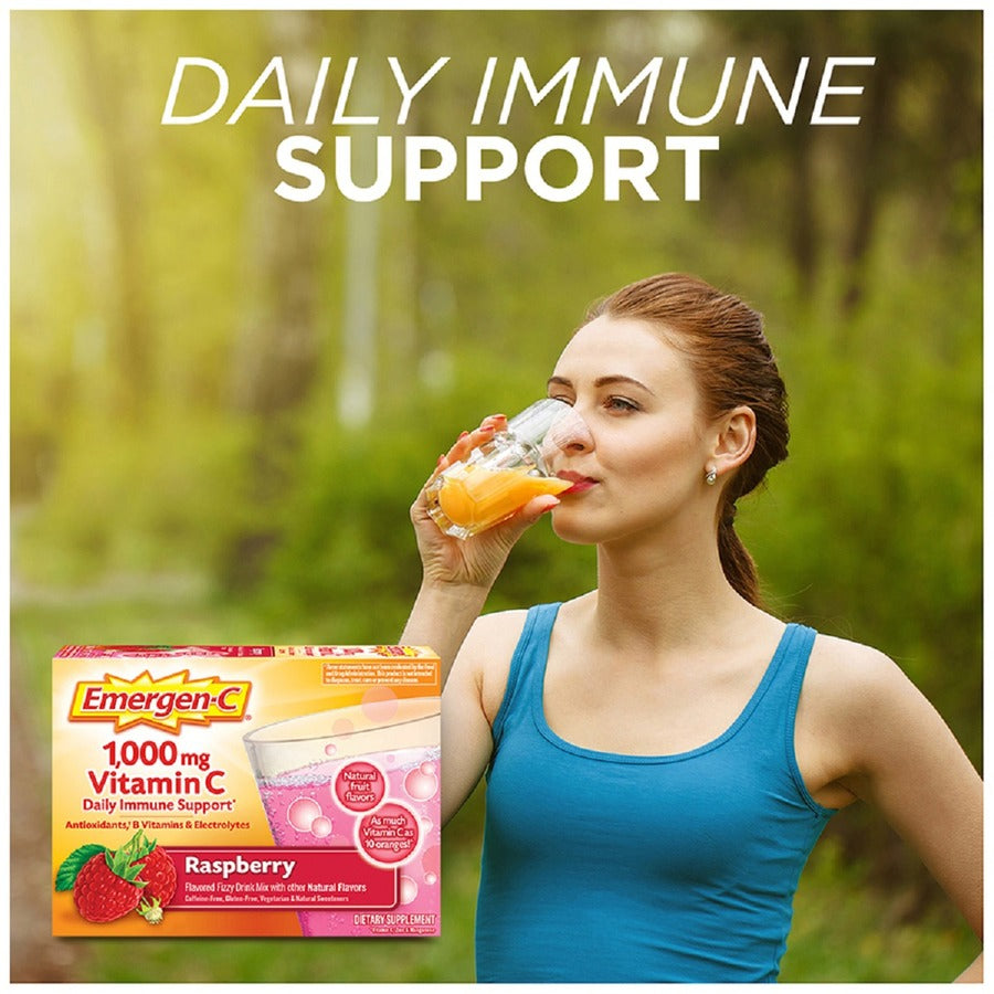 Emergen-C Raspberry Vitamin C Drink Mix - For Immune Support - Fruit, Raspberry - 30/Pack - 1 Each