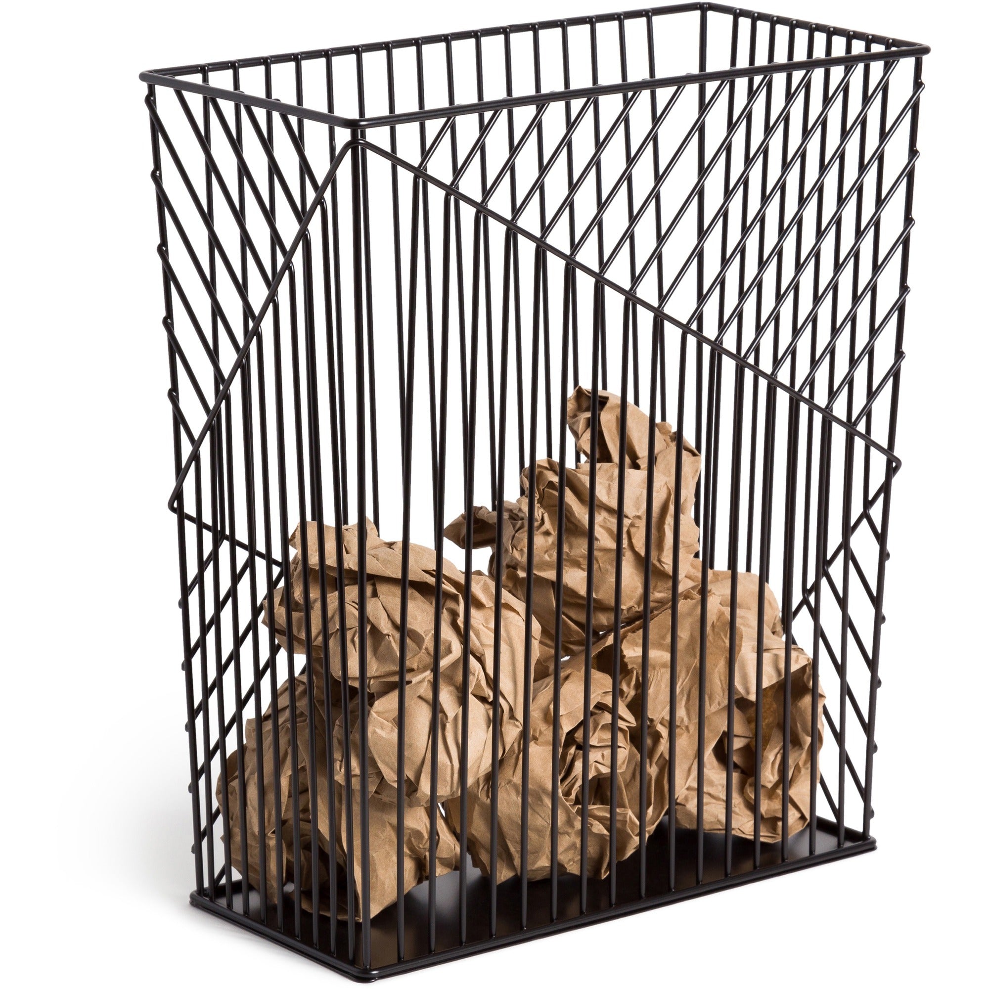 U Brands Vena Trash Can - 14.2" Height x 12.2" Width x 6" Depth - Metal - Black - 1 Each