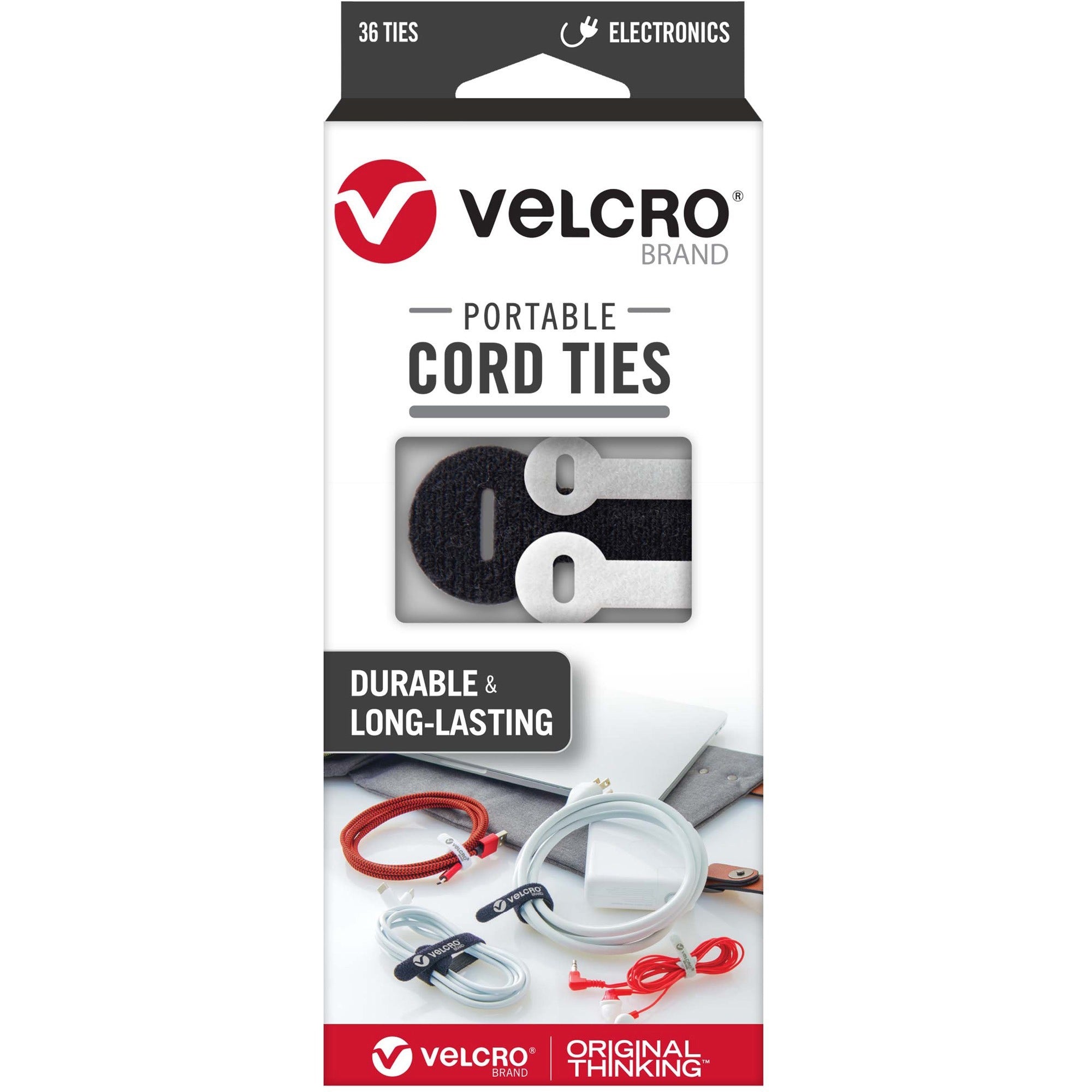 VELCRO®  Portable Cord Ties - Cable Tie - Multi - 36 / Pack