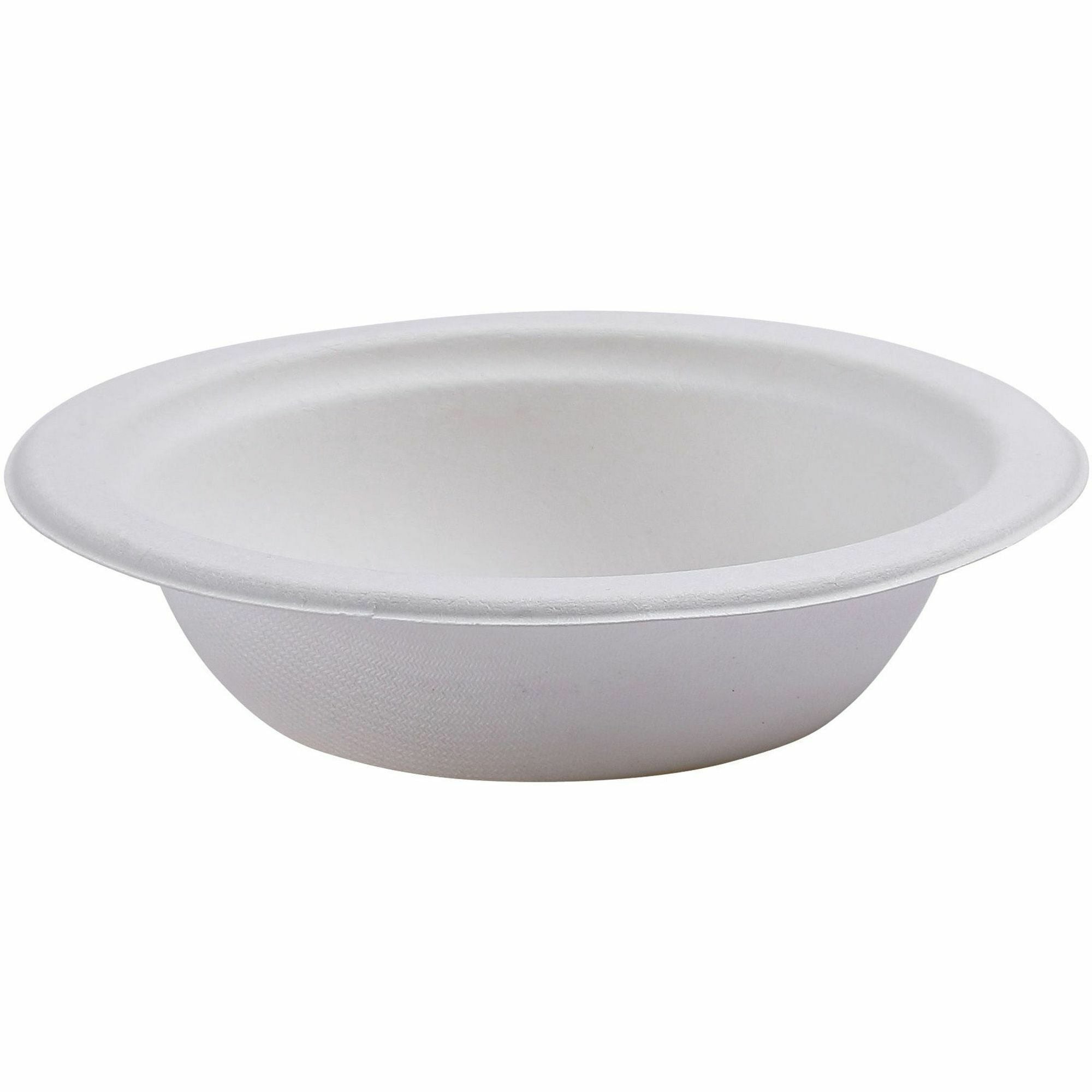 Eco-Products Vanguard 12 oz Sugarcane Bowls - Breakroom - Disposable - Microwave Safe - White - Sugarcane Fiber Body - 1000 / Carton