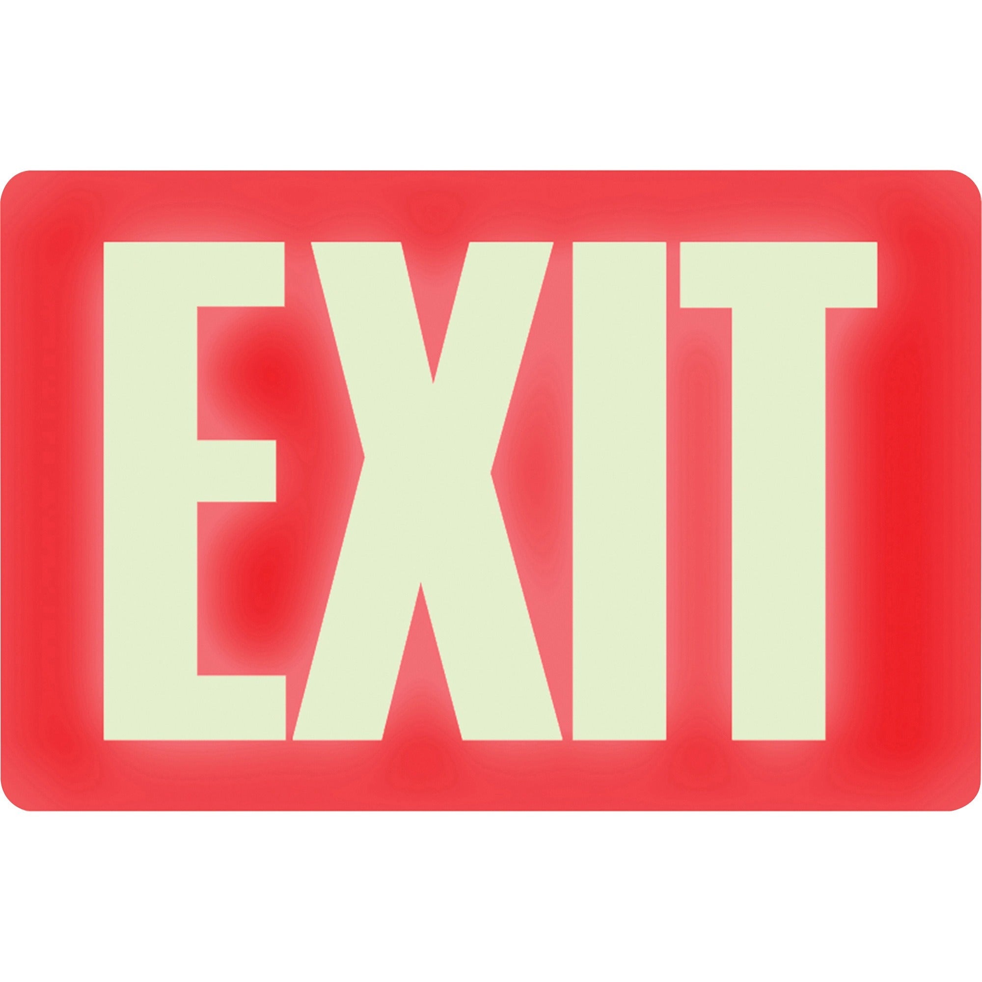 Headline Signs Glow In Dark EXIT Sign - Print/Message "EXIT" - 12" Width x 8" Depth - Glow-in-the-dark - White on Red - 1 Each