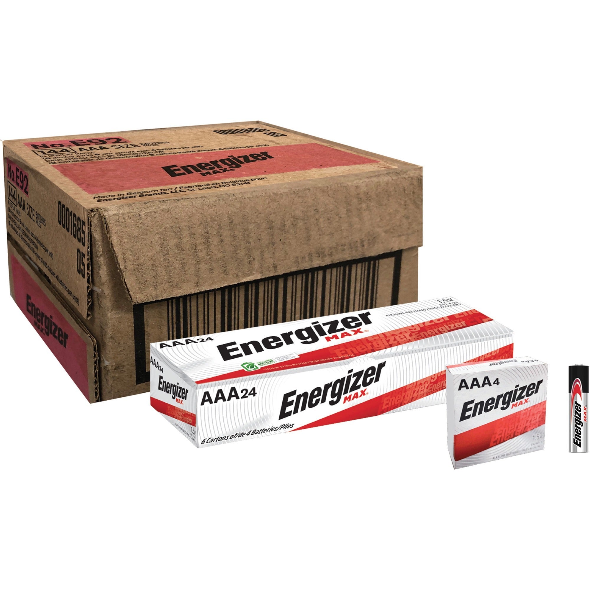 Energizer Max AAA Alkaline Battery 4-Packs - For Digital Camera, Multipurpose, Toy - AAA - 4/Pack - 36 / Carton