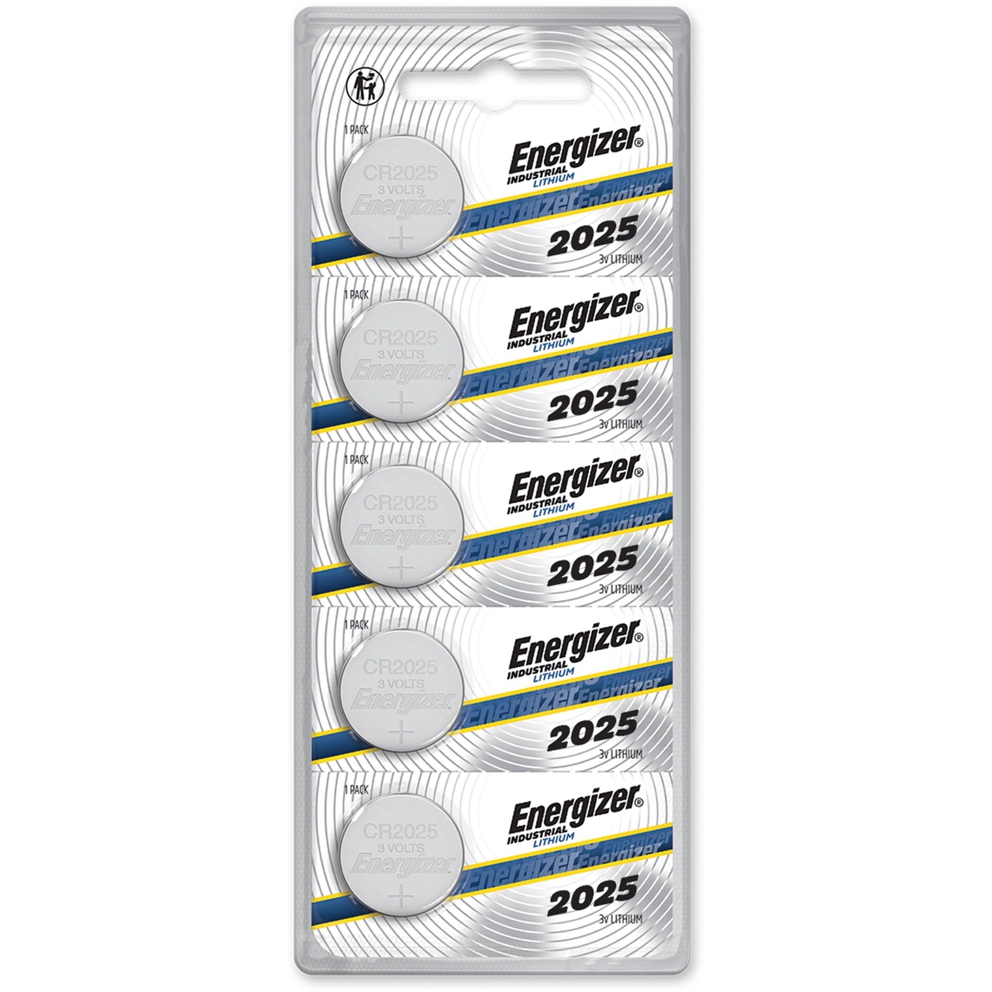 Energizer Industrial 2025 Lithium Battery 5-Packs - For Digital Thermometer, Laser Pointer, Glucose Monitor - CR2025 - 170 mAh - 5/Pack - 20 / Box