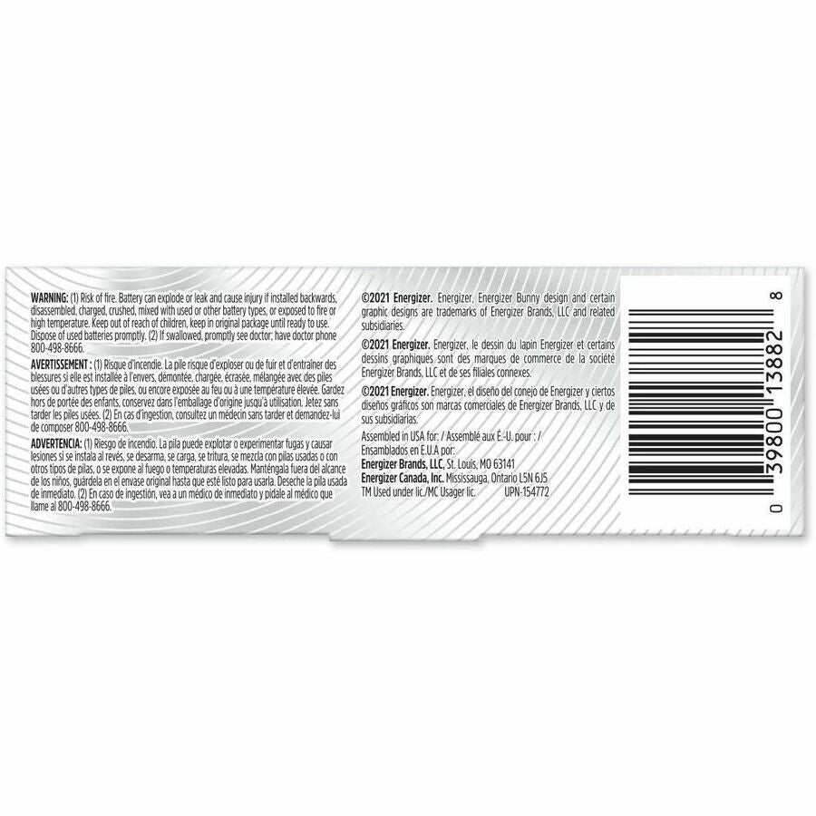 Energizer Industrial Battery - For Motion Sensor, Security Camera, Two-way Radio, Construction, Facility Maintenance, Medical Center, Office, Classroom, Electronics - 12 / Pack