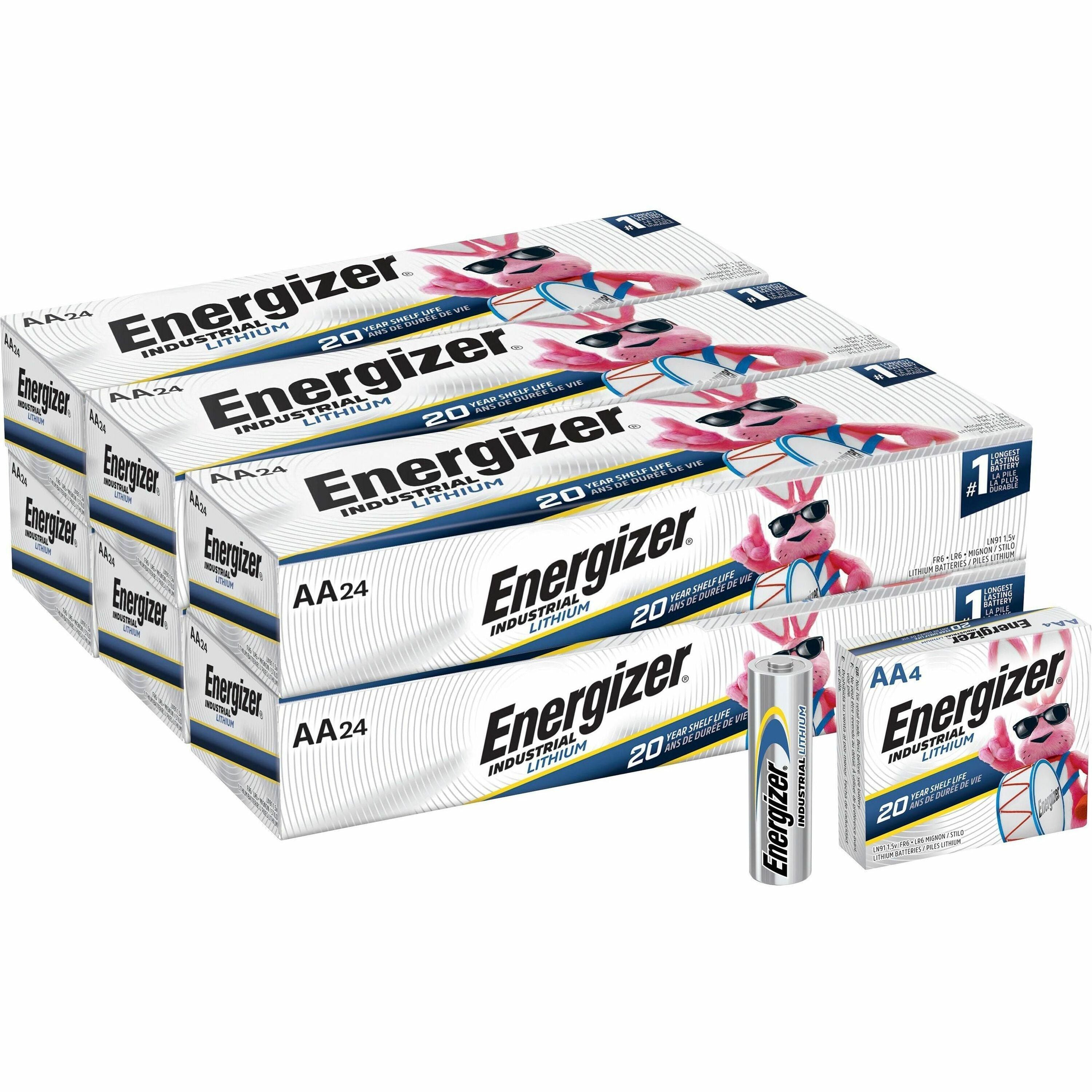 Energizer Industrial AA Lithium Battery 4-Pack - For Construction, Facility Maintenance, Medical Center, Office, Classroom - AA - 4/Pack - 36 / Carton