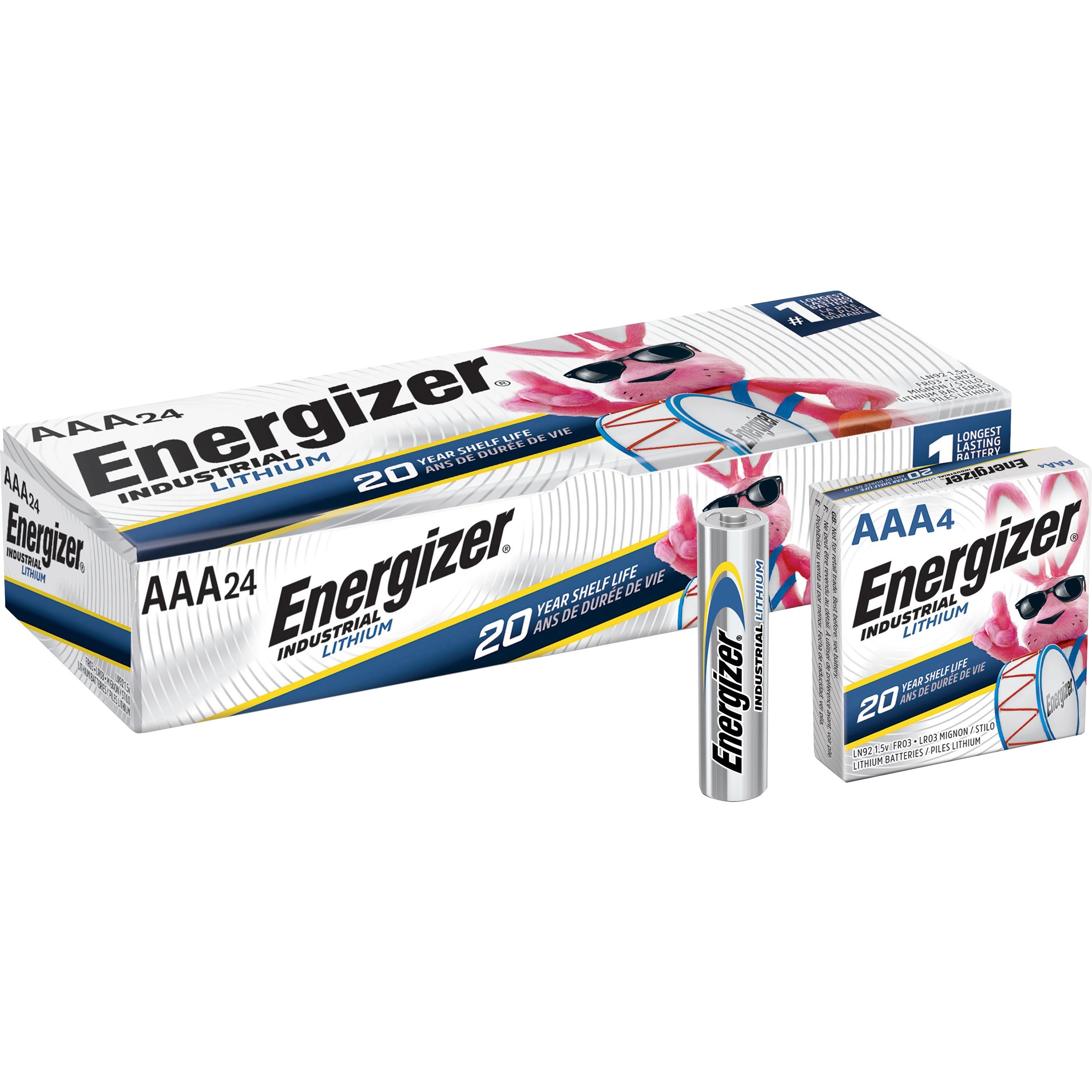 Energizer Industrial AAA Lithium Battery 4-Pack - For Construction, Facility Maintenance, Medical Center, Office, Classroom - AAA - 4/Pack - 6 / Box