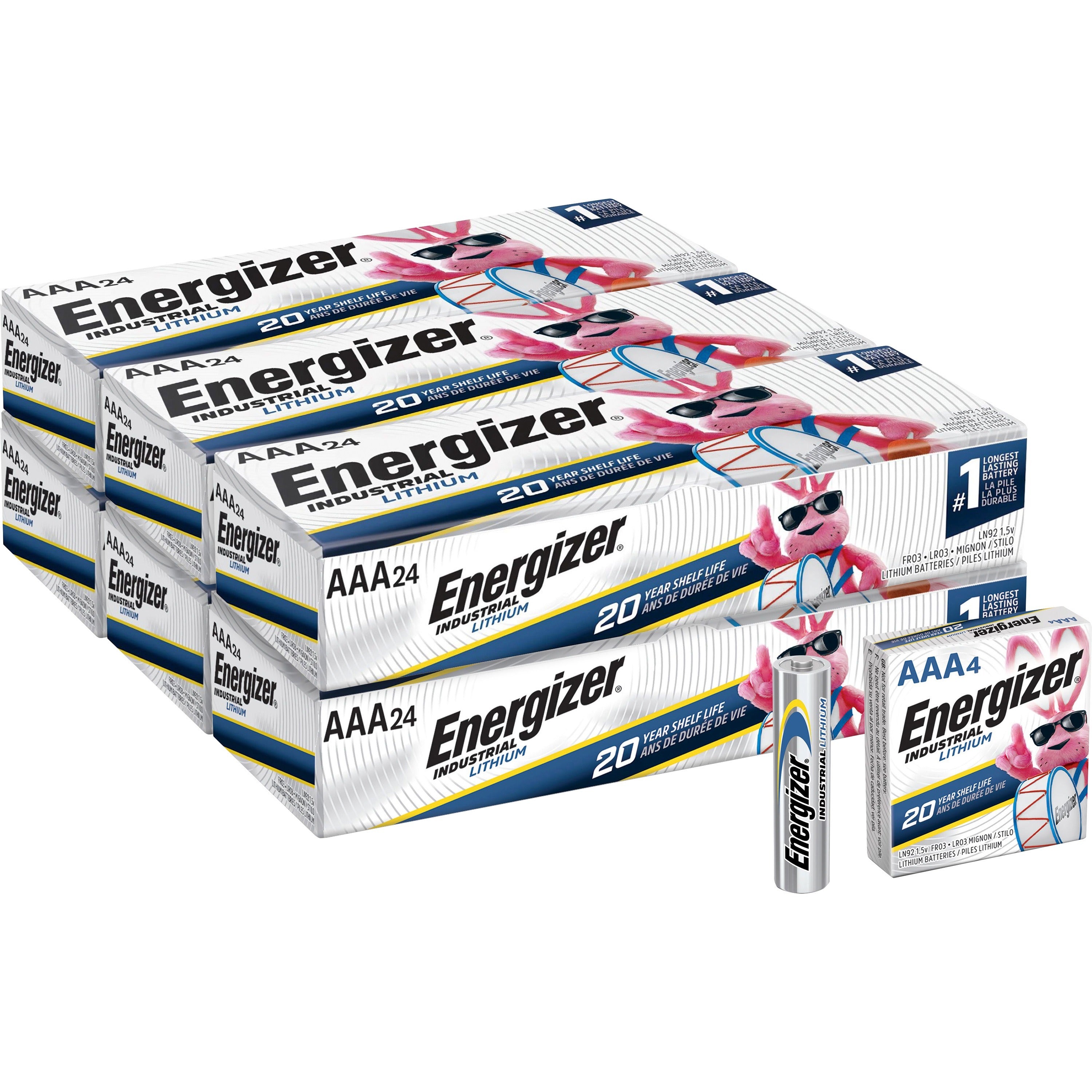Energizer Industrial AAA Lithium Battery 4-Pack - For Construction, Facility Maintenance, Medical Center, Office, Classroom - AAA - 4/Pack - 36 / Carton