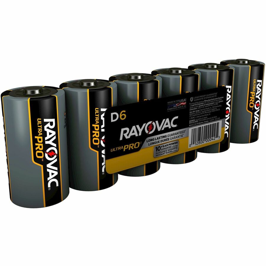 Rayovac Ultra Pro Battery - For Flashlight, Wireless Enabled Device - D - 6 / Pack