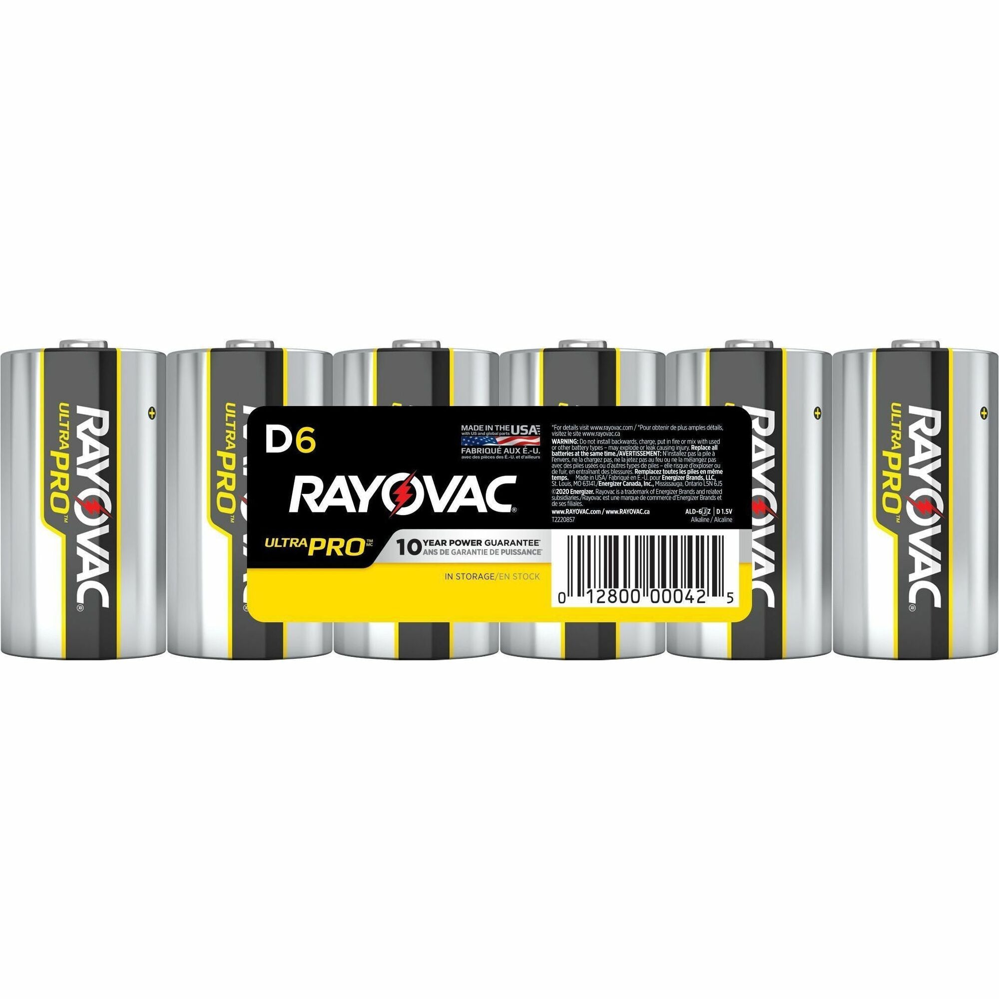 Rayovac Ultra Pro Battery - For Flashlight, Wireless Enabled Device - D - 6 / Pack