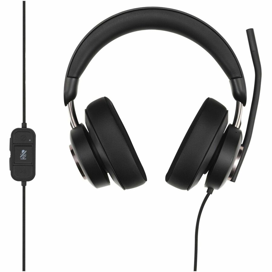 Kensington H2000 USB-C Over-Ear Headset - Stereo - USB Type C - Wired - Over-the-ear - Binaural - Circumaural - 6 ft Cable - Noise Cancelling Microphone - Noise Canceling - Black