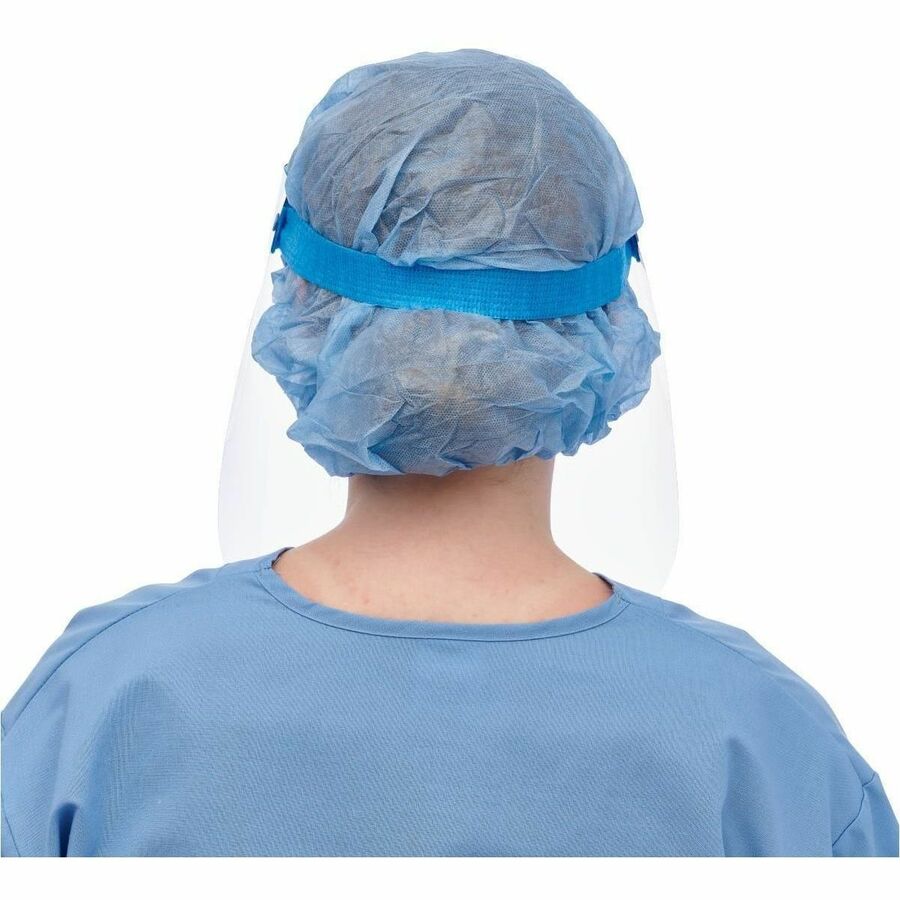 Medline Disposable Full-Length Face Shields - Recommended for: Face - Extra Large - Fog, Splash Protection - Foam, Elastic, Polyester - Clear - Disposable, Anti-fog, Splash Resistant, Lightweight, Latex-free - 40 / Carton